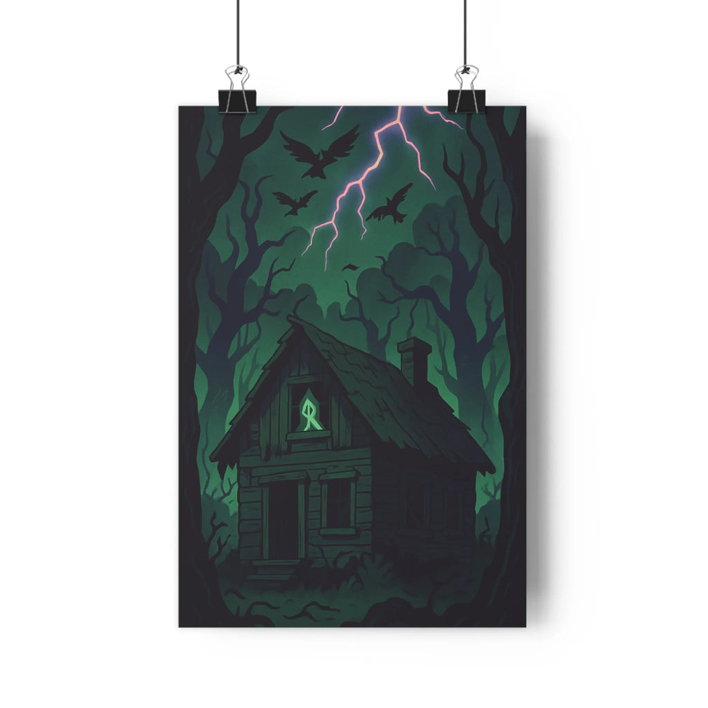 Poster décoratif sombre forêt mystique vert noir dessin animé mystérieux aventure salon chambre unique