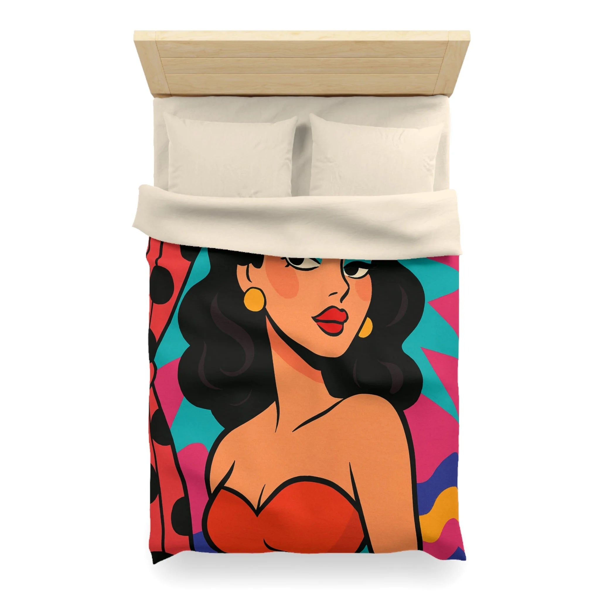 Housse de Couette Style Pop Art avec Illustration Femme Glamour et Couleurs Vives