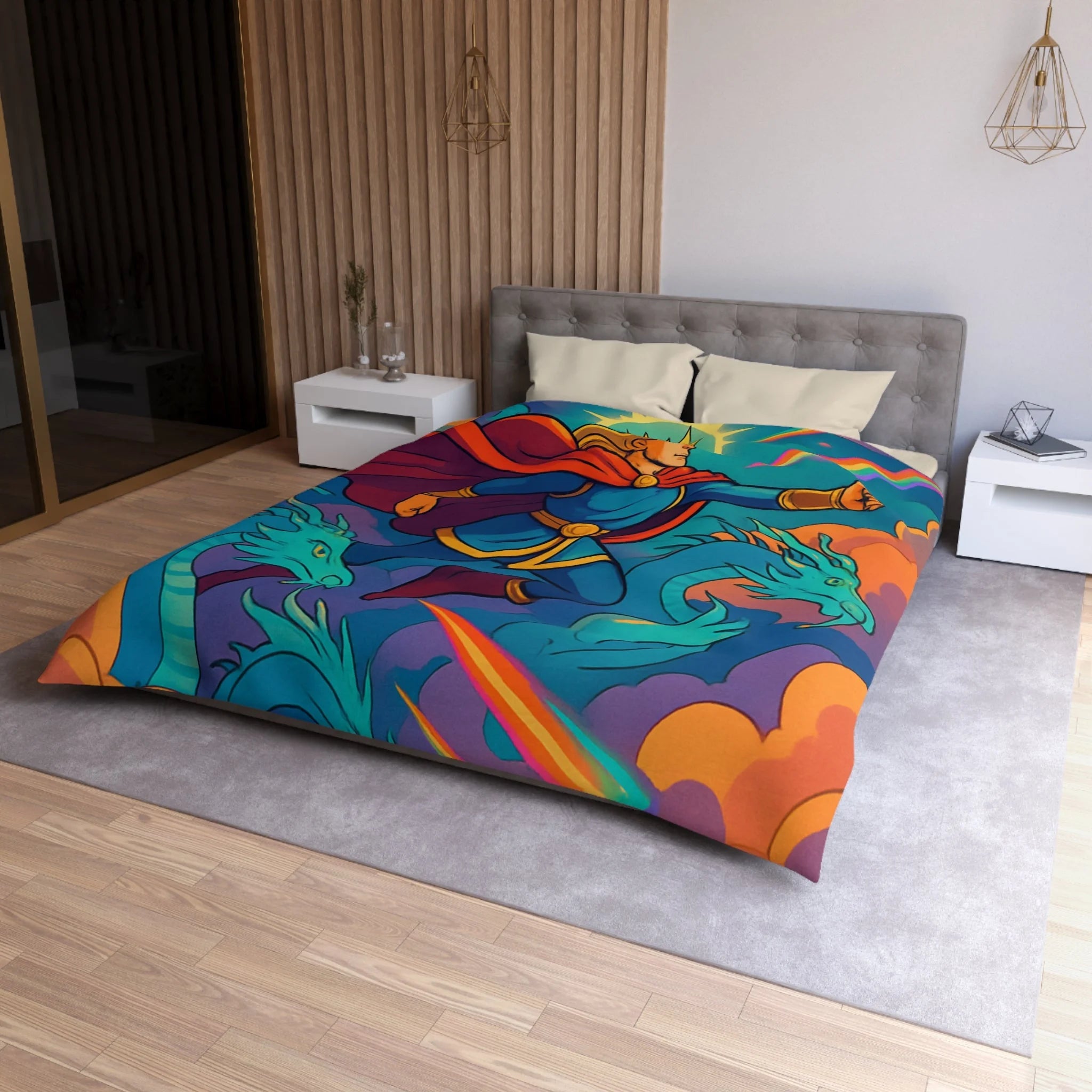 Housse de Couette Microfibre Motif Créatif Original Style Contemporain Chambre Élégante