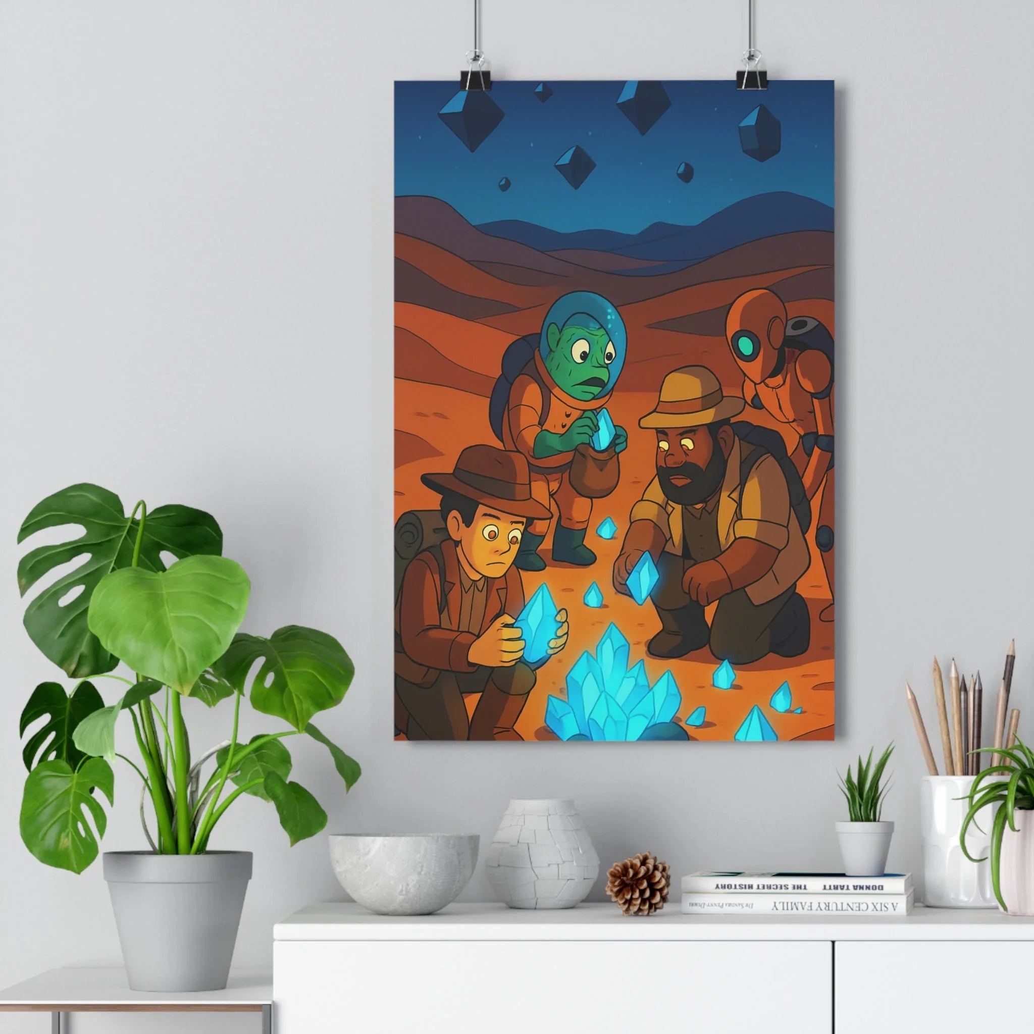 Poster décoratif cartoon futuriste bleu doré aventure mystique salon chambre bureau tendance captivant unique
