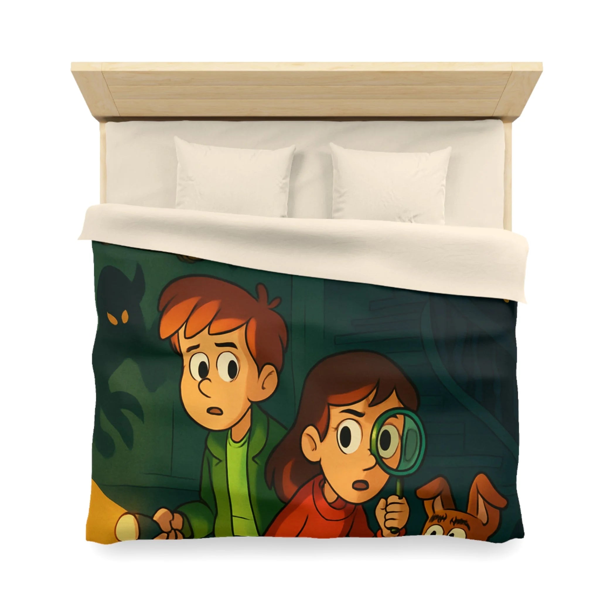 Housse de Couette Mystère Enfantine avec Chien Détective et Enfants Explorateurs