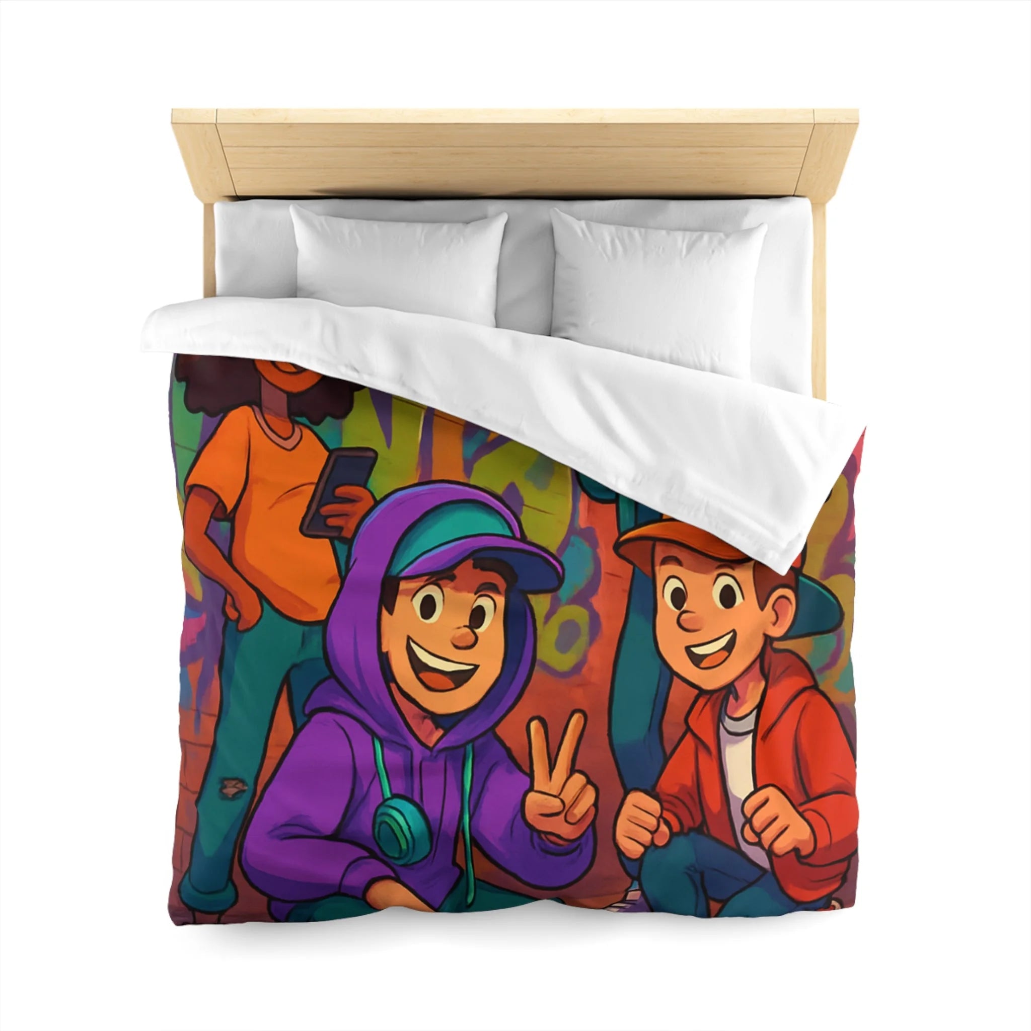 Housse de Couette Microfibre Illustration Unique Design Moderne Décoration Intérieure Raffinée