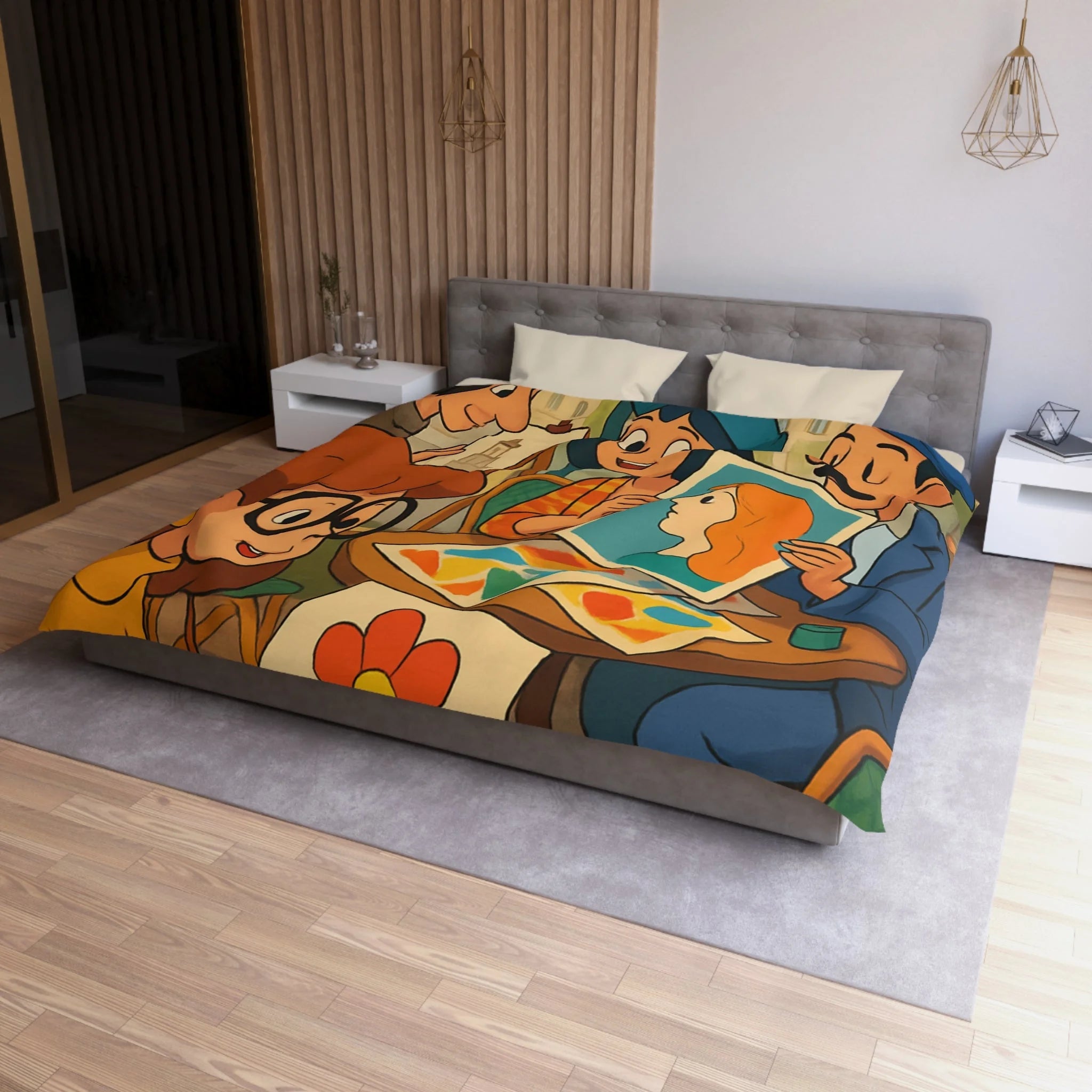 Housse de Couette Microfibre Illustration Unique Design Moderne Décoration Intérieure Raffinée