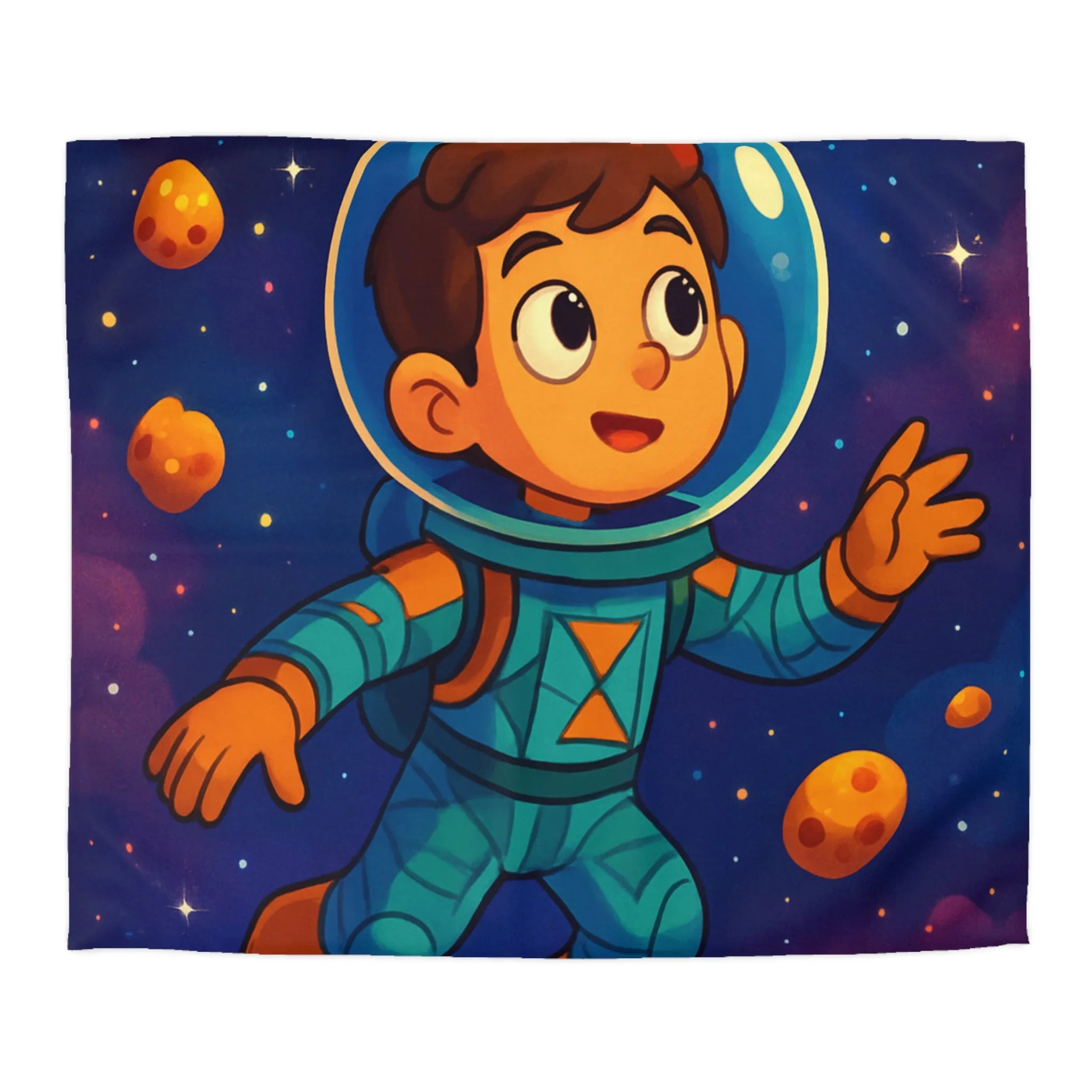 Housse de couette spatiale pour enfants avec planète, étoile, comète et astronaute adorable
