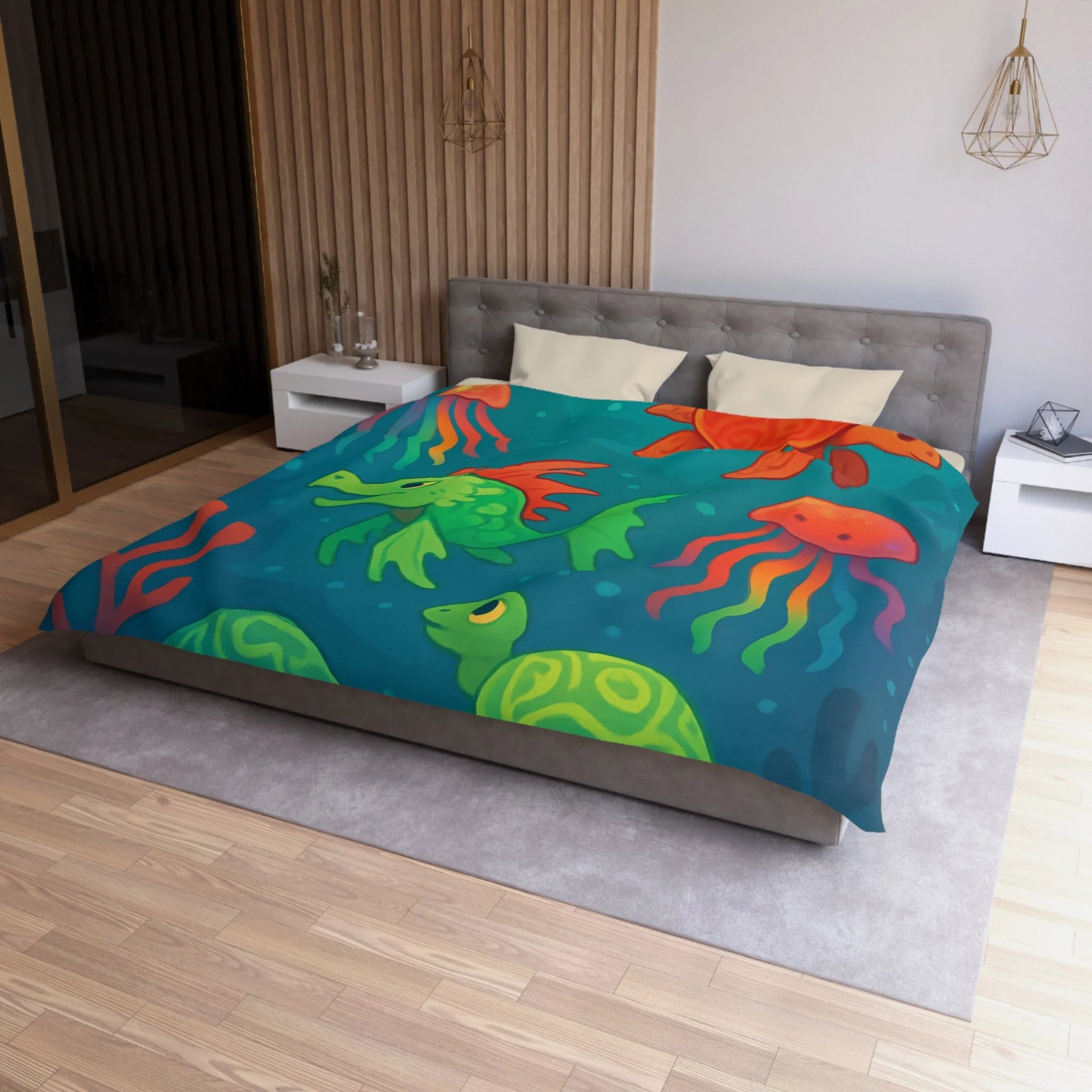 Housse de Couette Microfibre Illustration Unique Design Moderne Décoration Intérieure Raffinée