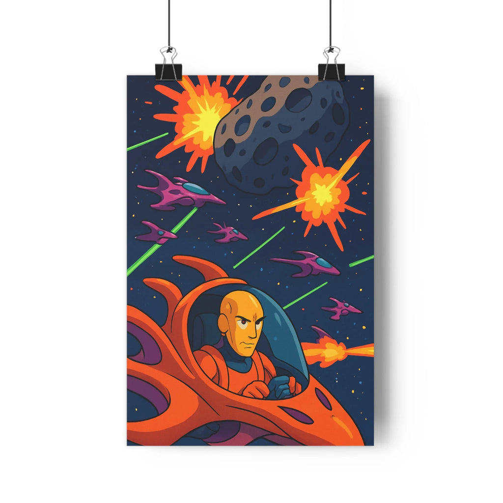 Poster décoratif animé spatial orange vif aventure chambre salon moderne captivant dynamique coloré explosion