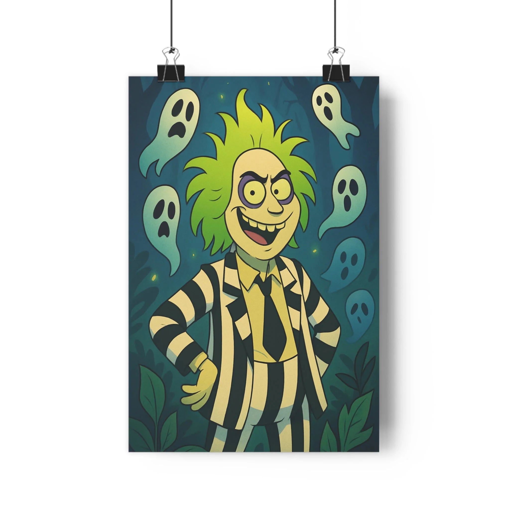 Poster décoratif gothique vert bleu mystérieux forêt fantaisie chambre salon art mur qualité premium