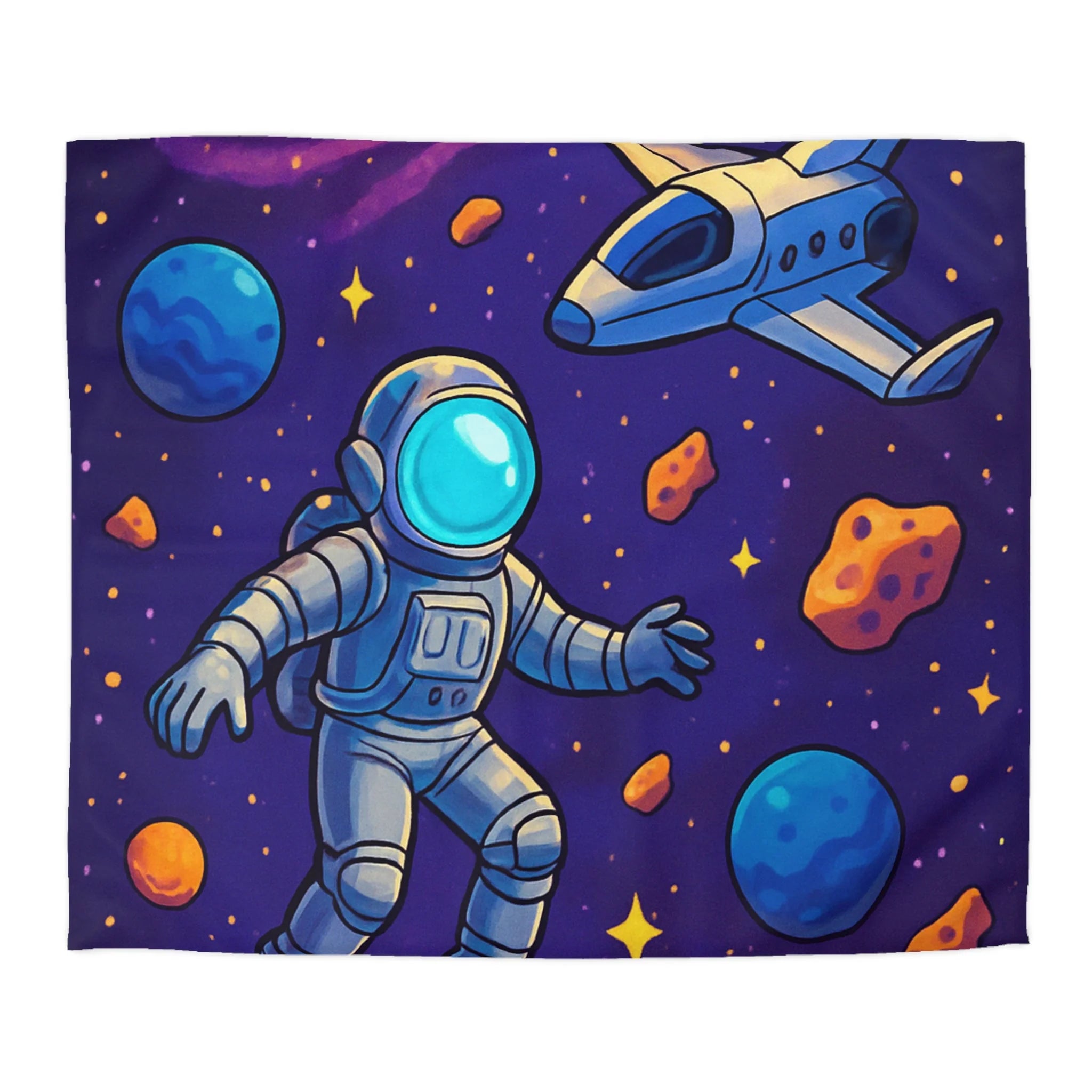 Housse de couette spatiale avec astronaute et planètes colorées pour enfants et adultes