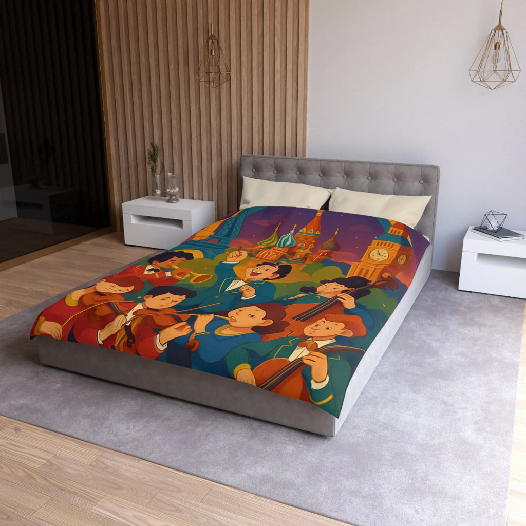 Housse de Couette Microfibre Motif Créatif Original Style Contemporain Chambre Élégante