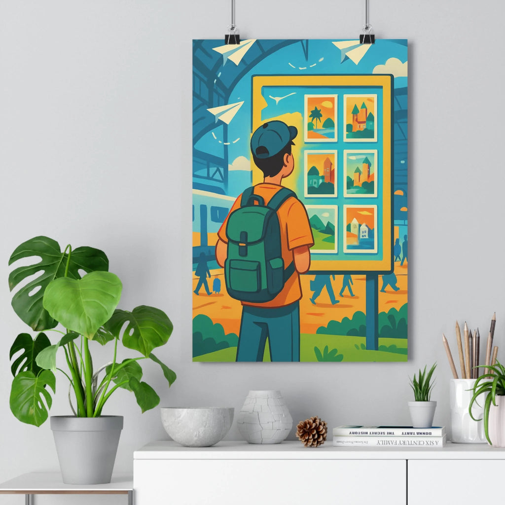 Poster décoratif anime bleu orange vert aventure rêveur chambre salon jeune homme exploration qualité