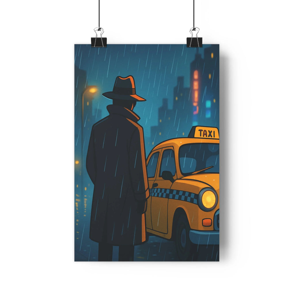 Poster décoratif urbain bleu jaune cartoon mystérieux nostalgique salon chambre bureau artistique élégant 30x46