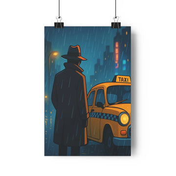 Poster décoratif urbain bleu jaune cartoon mystérieux nostalgique salon chambre bureau artistique élégant 30x46