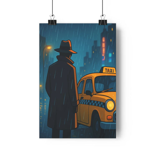 Poster décoratif urbain bleu jaune cartoon mystérieux nostalgique salon chambre bureau artistique élégant 30x46