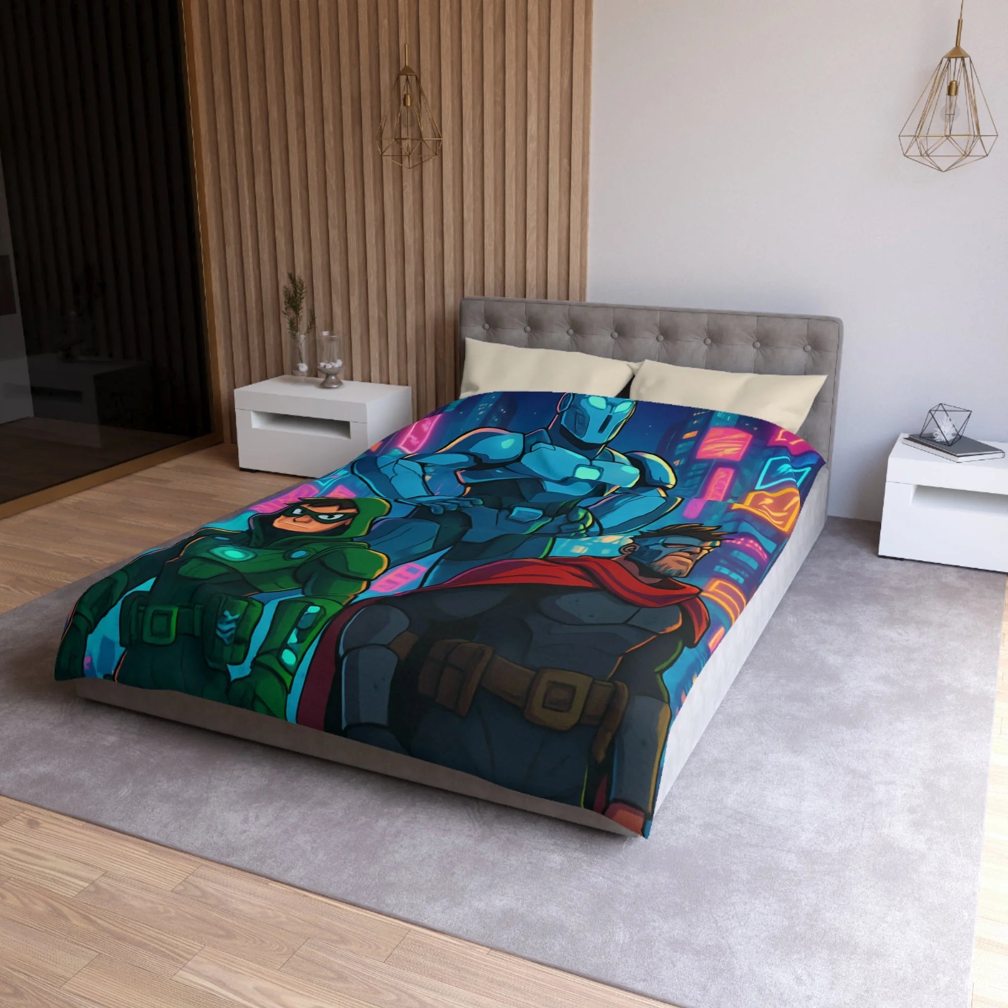 Housse de Couette Microfibre Illustration Unique Design Moderne Décoration Intérieure Raffinée