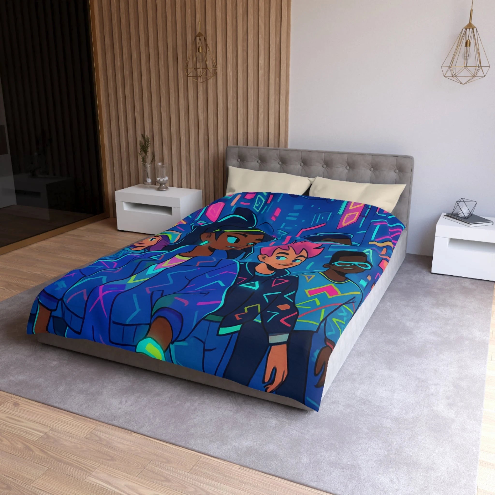 Housse de Couette Microfibre Illustration Unique Design Moderne Décoration Intérieure Raffinée