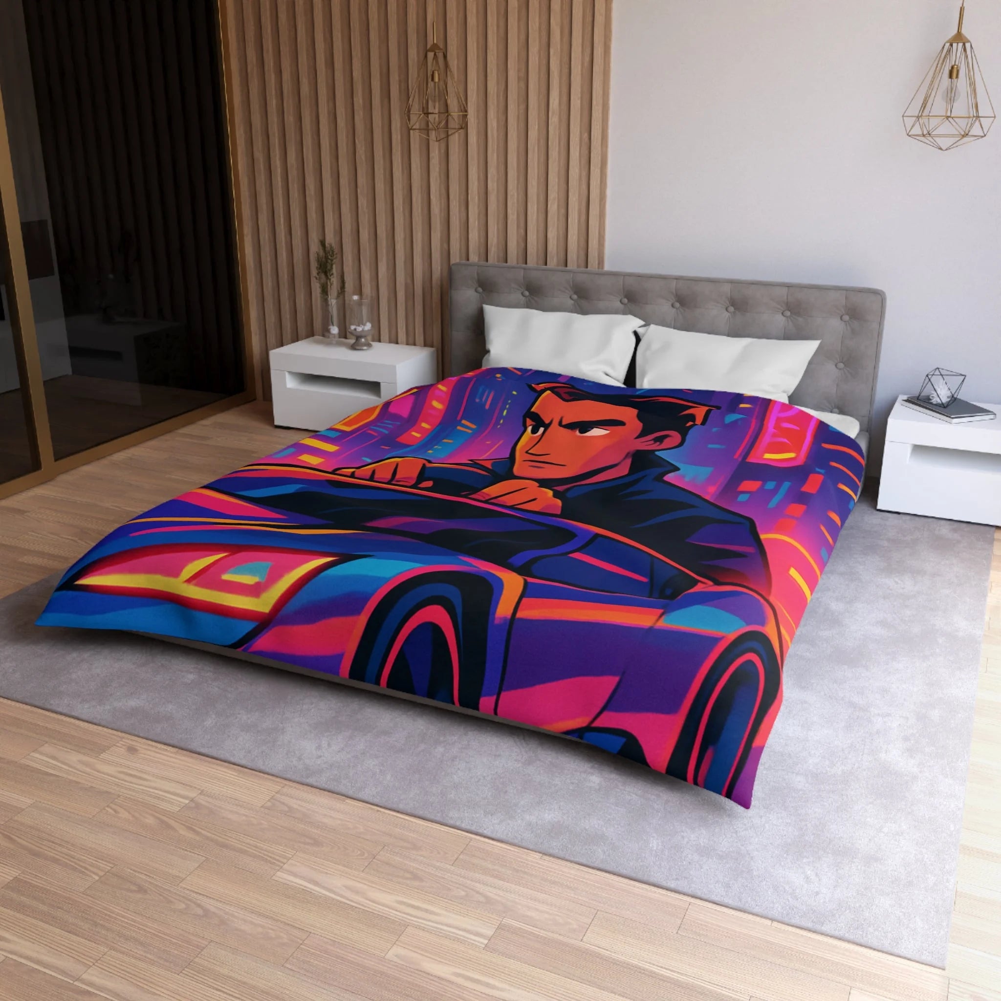 Housse de Couette Microfibre Design Artistique Moderne Décoration Chambre Confort Premium