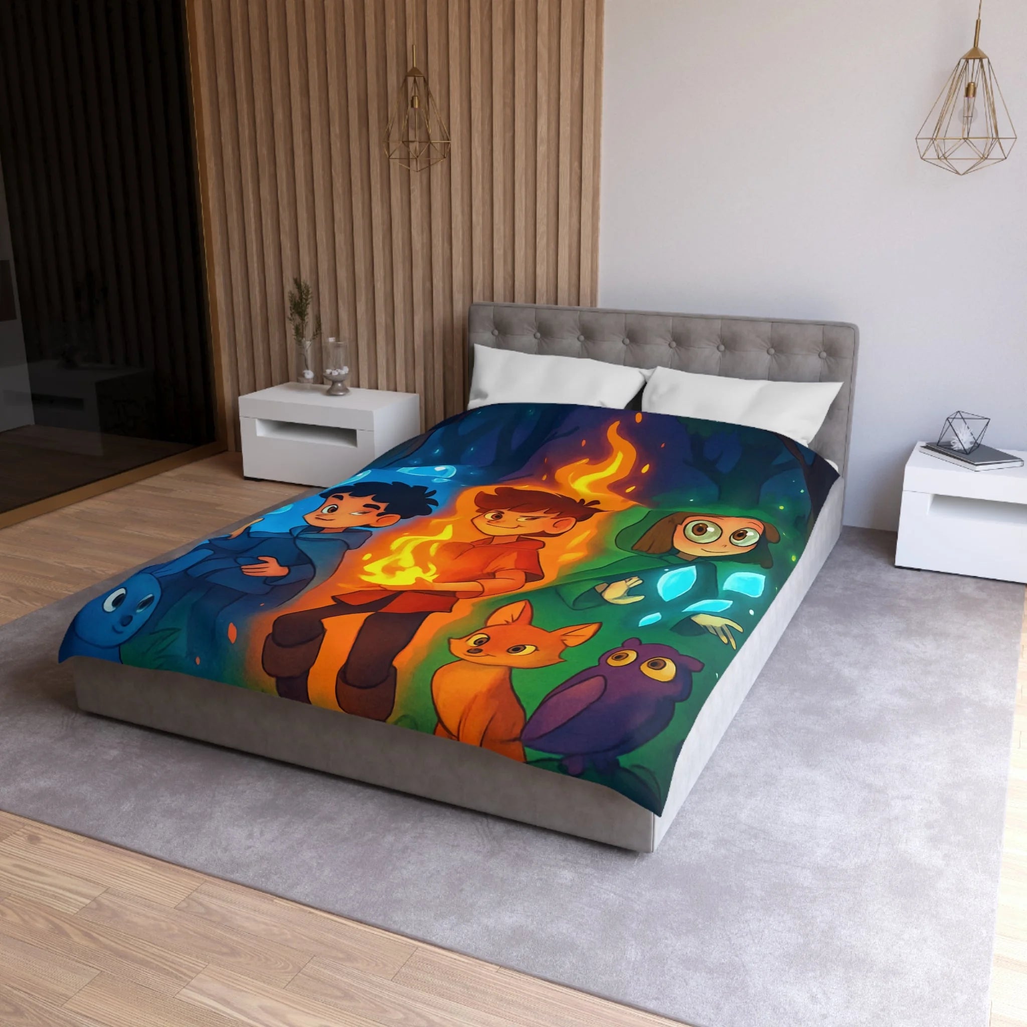 Housse de Couette Microfibre Design Artistique Moderne Décoration Chambre Confort Premium