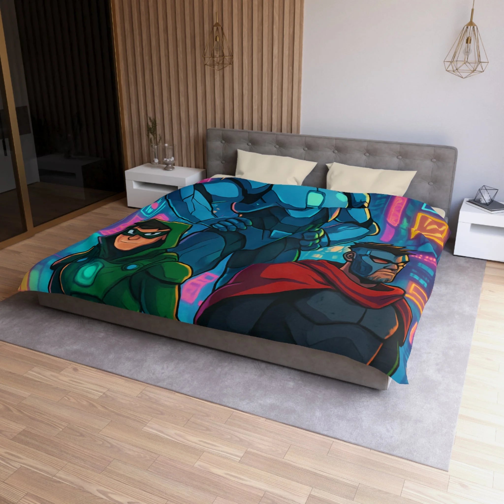 Housse de Couette Microfibre Illustration Unique Design Moderne Décoration Intérieure Raffinée