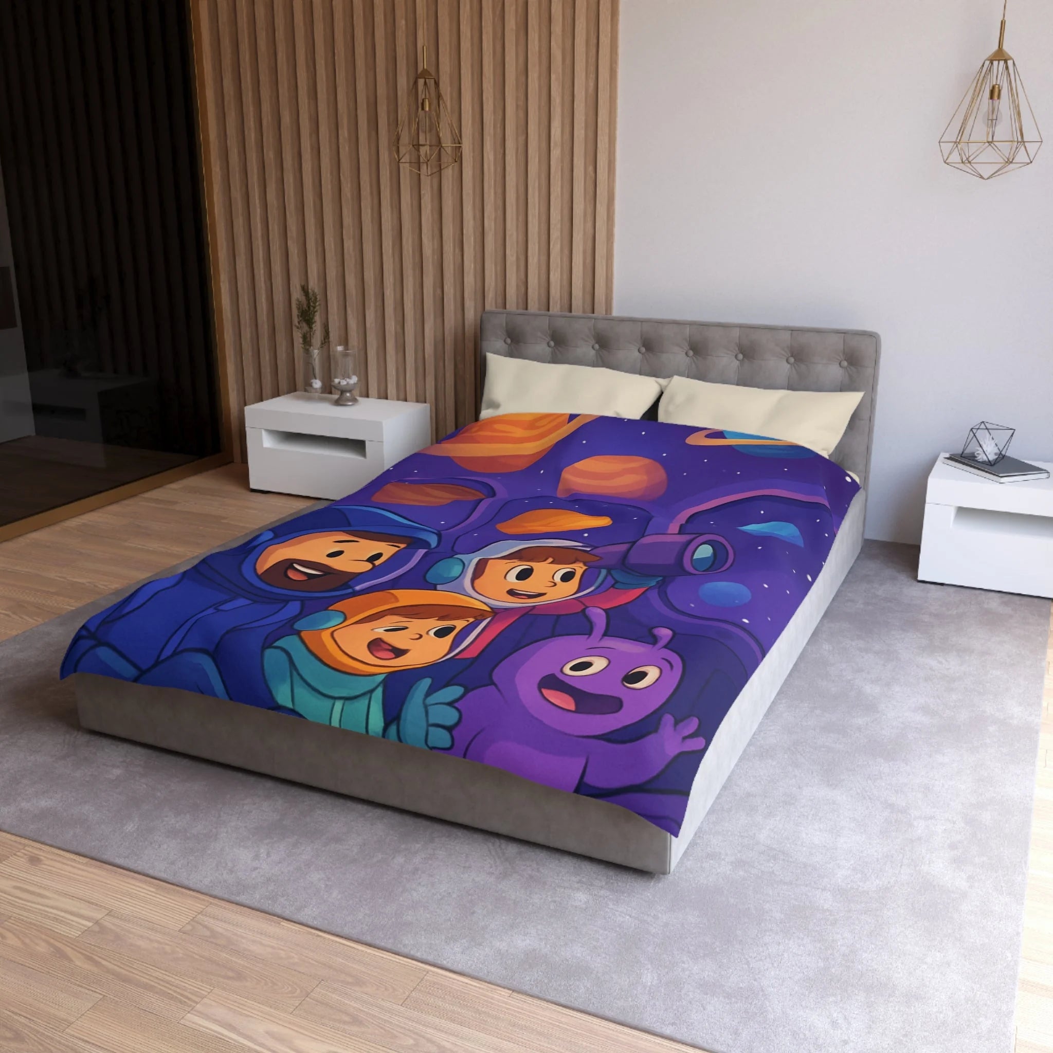 Housse de Couette Microfibre Motif Créatif Original Style Contemporain Chambre Élégante