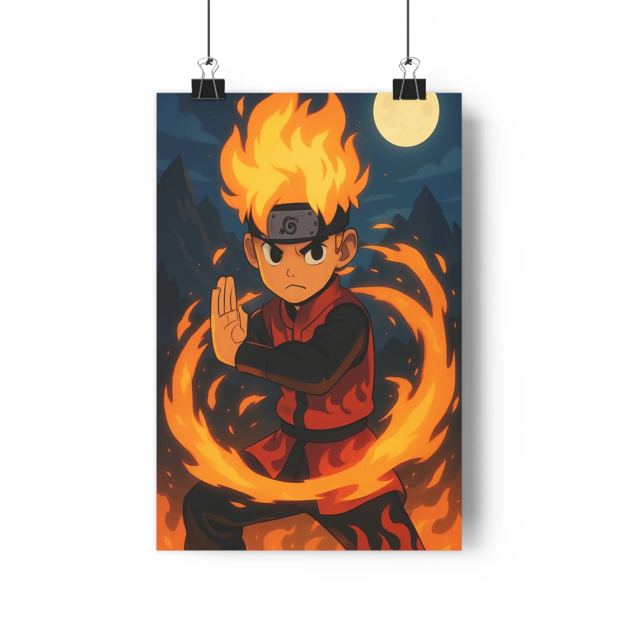 Poster décoratif ninja manga feu dynamique coloré aventure enfant chambre bureau art 30x46 qualité