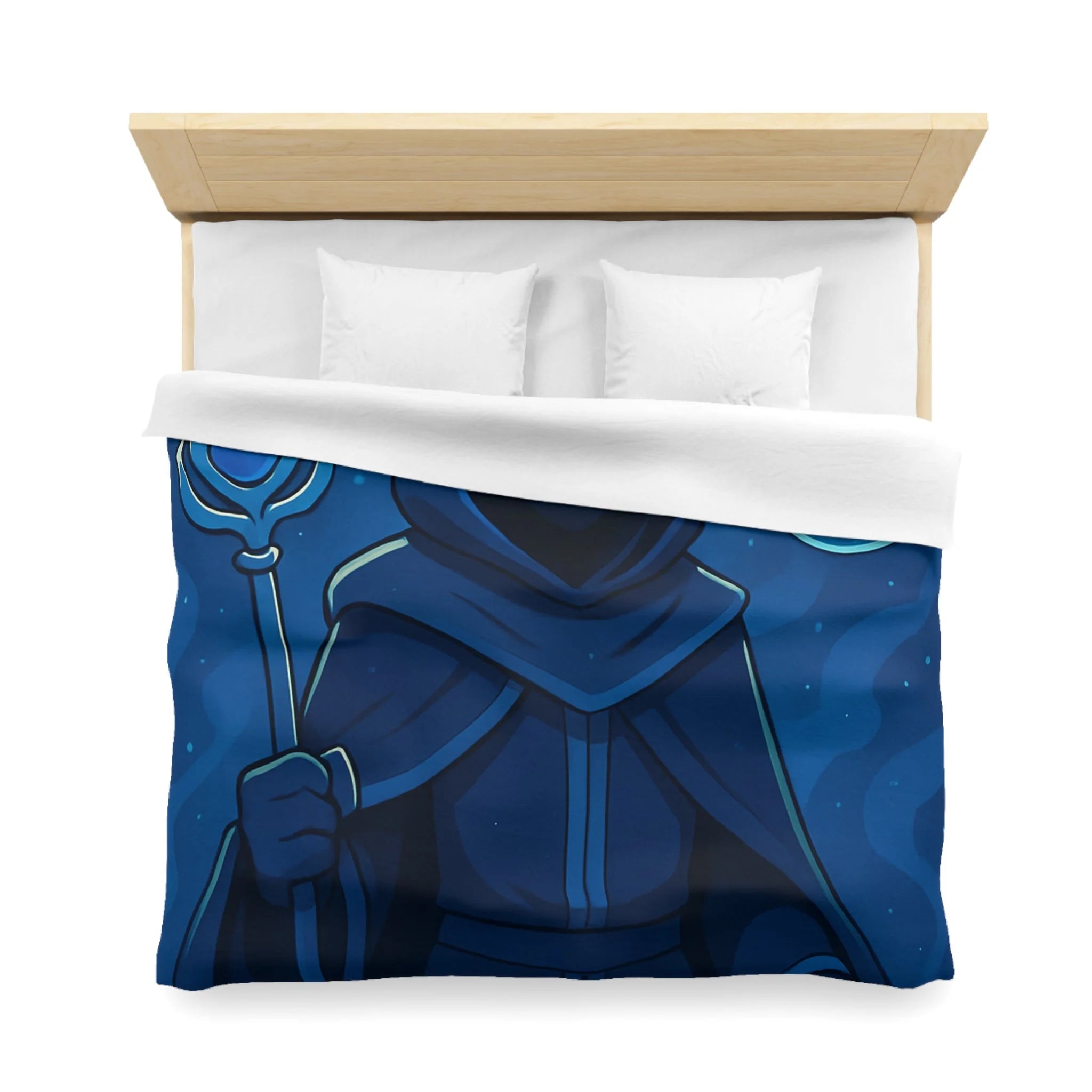 Housse de couette mystique avec sorcier et paysages fantastiques pour chambre à thème magique