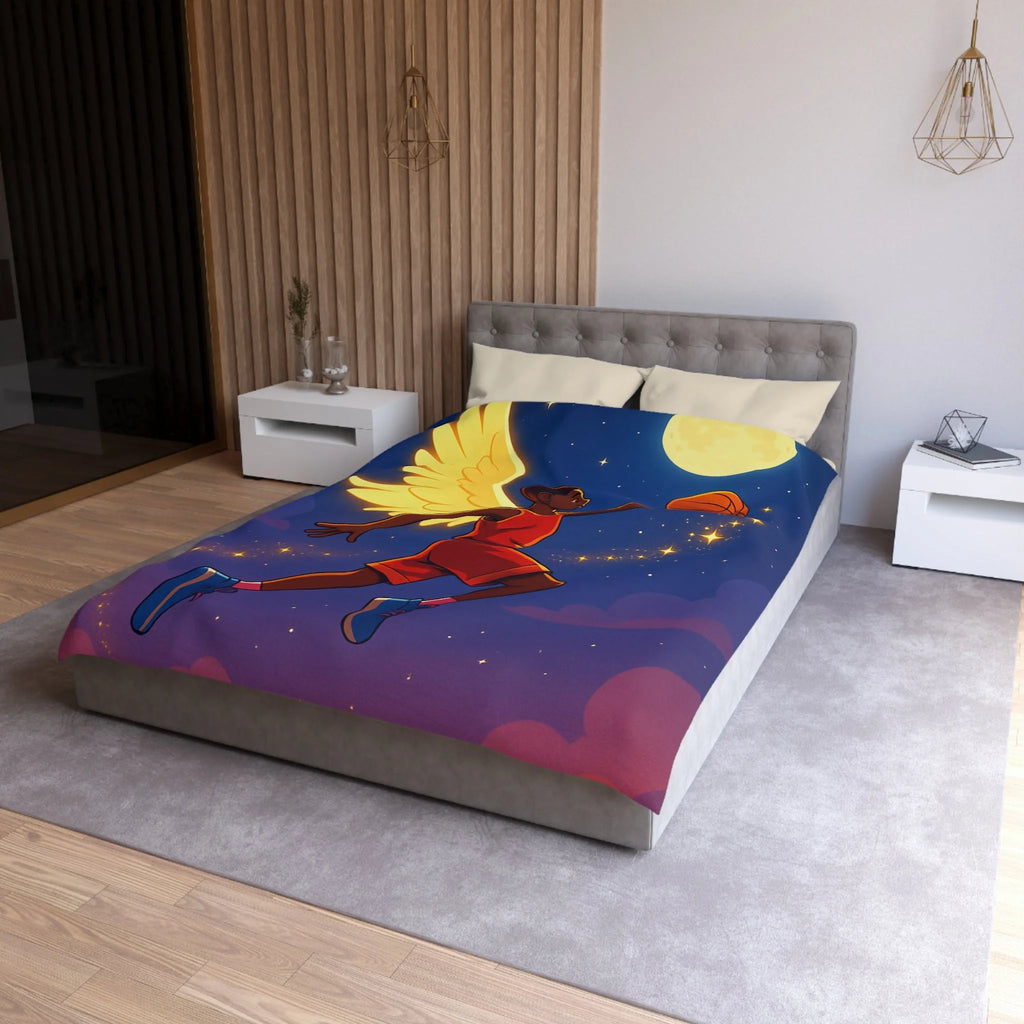 Housse de Couette Unique Baskets d'Ange Volant au Clair de Lune Étoilé
