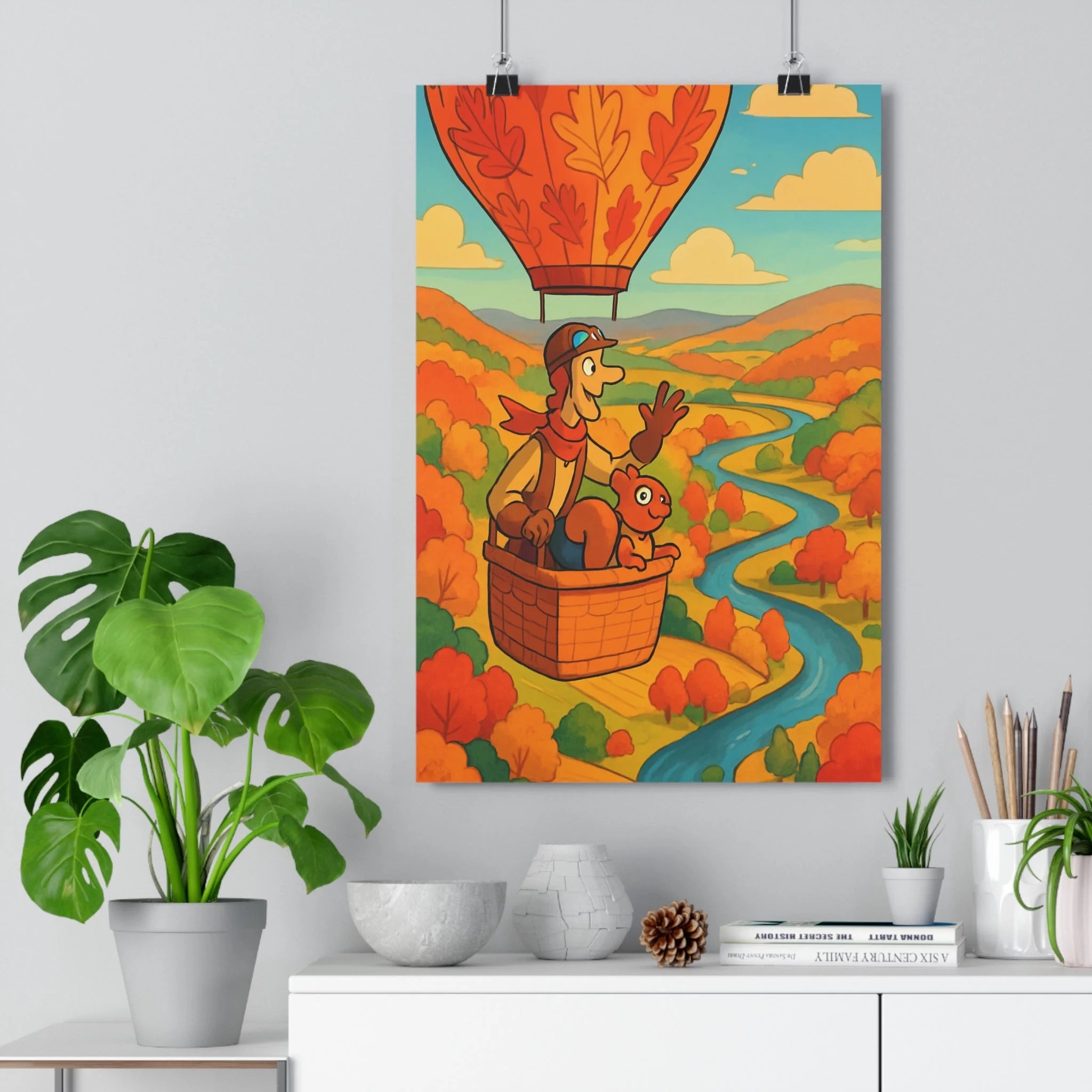 Poster décoratif cartoon automne joyeux aventure chambre salon enfant couleur chaude 30x46 cm qualité