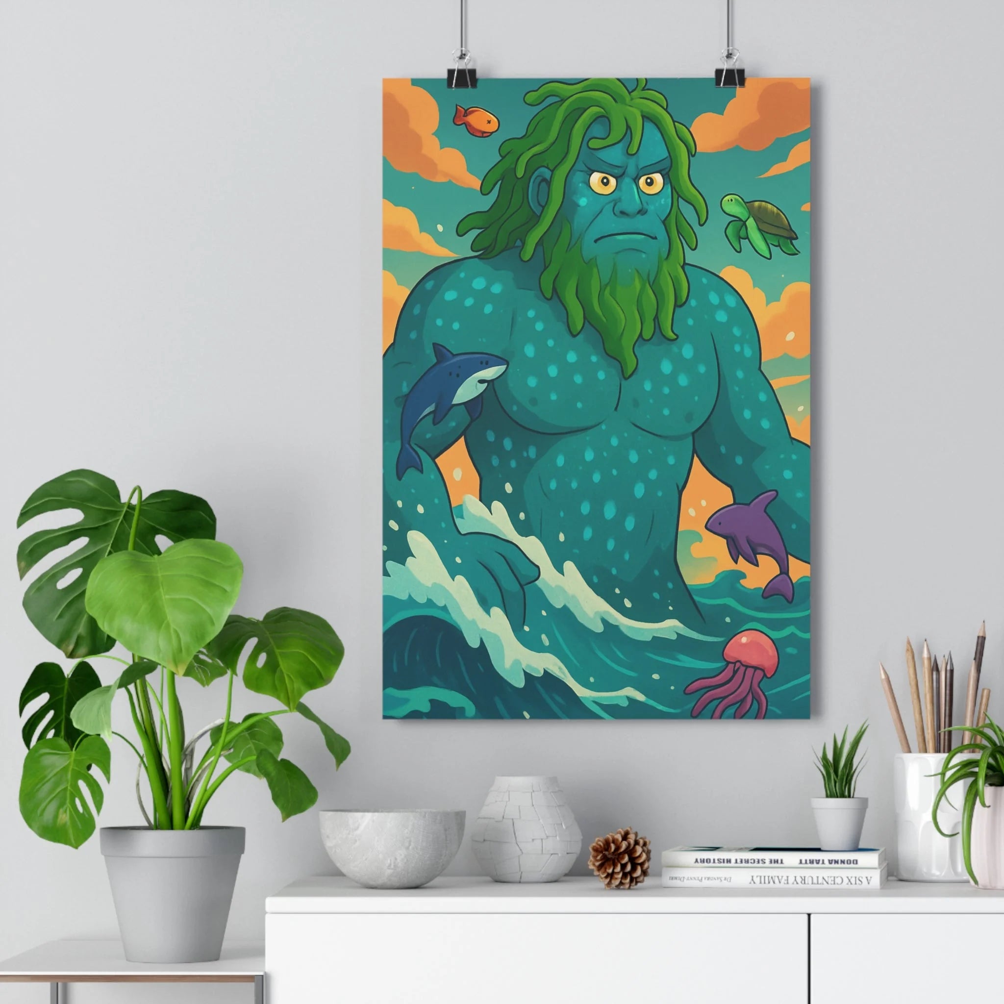 Poster décoratif océanique bleu vert animé mystique aventure salon chambre mural artistique apaisant qualité