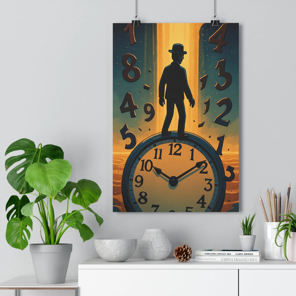 Poster décoratif artistique bande dessinée bleu doré mystique horloge salon chambre contemporain costume qualité