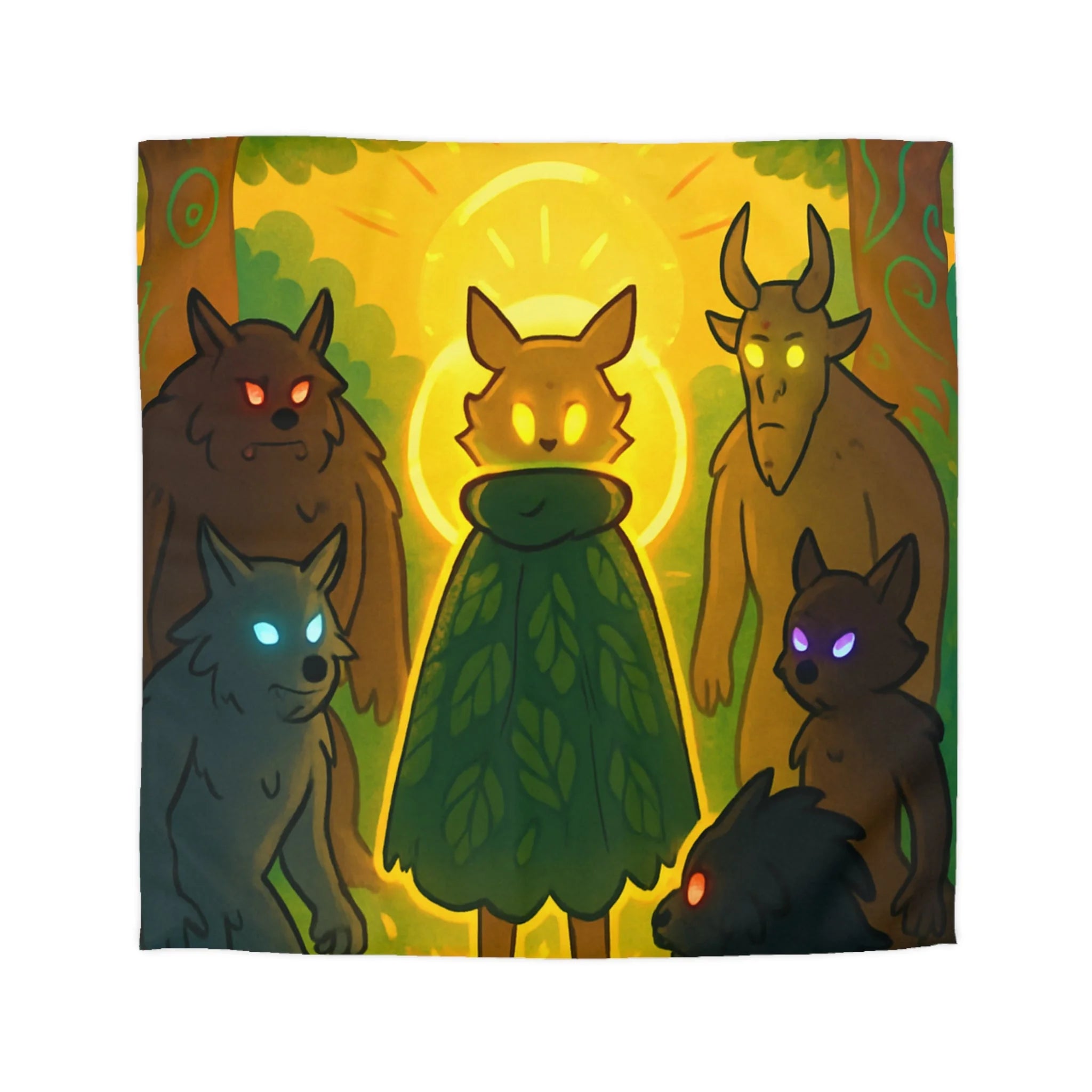 Housse de Couette Mystique Forêt Enchantée avec Sylvestre et Loups Lumineux