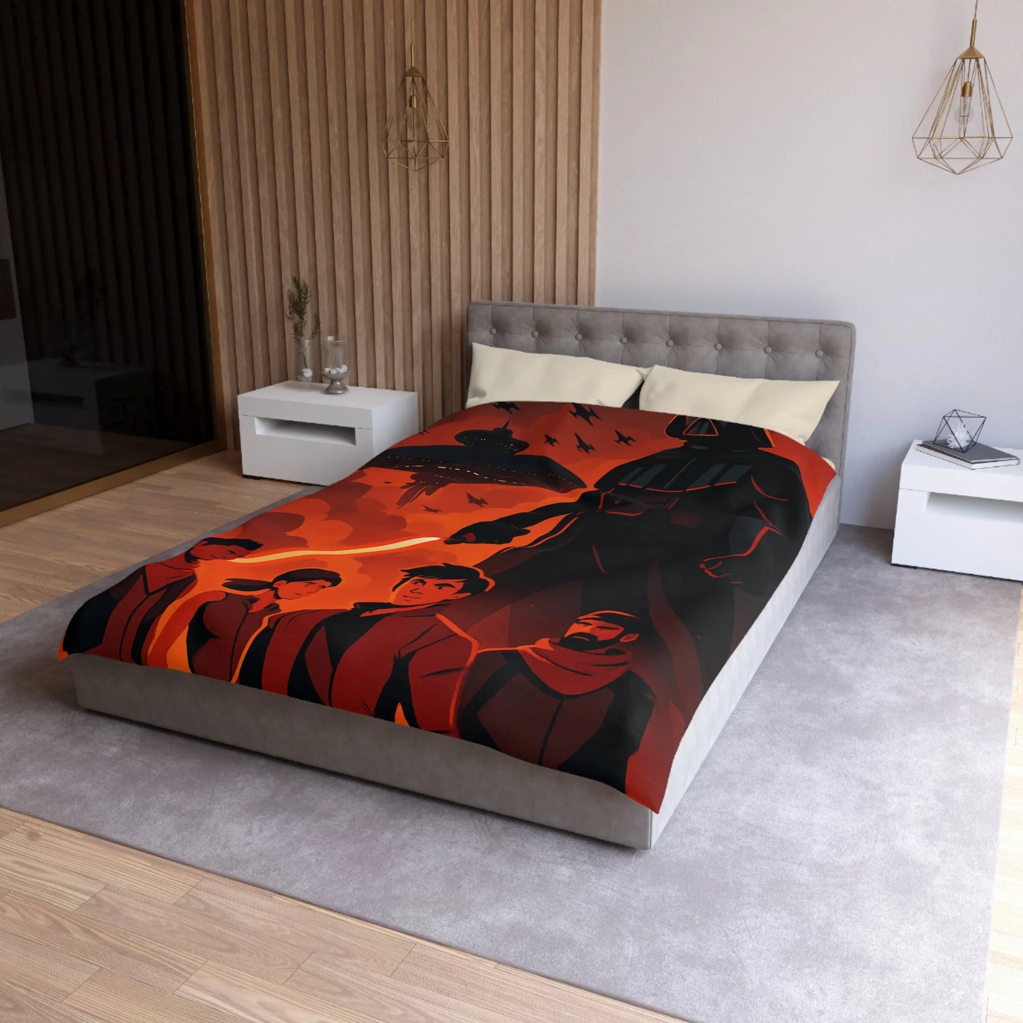 Housse de Couette Microfibre Motif Créatif Original Style Contemporain Chambre Élégante