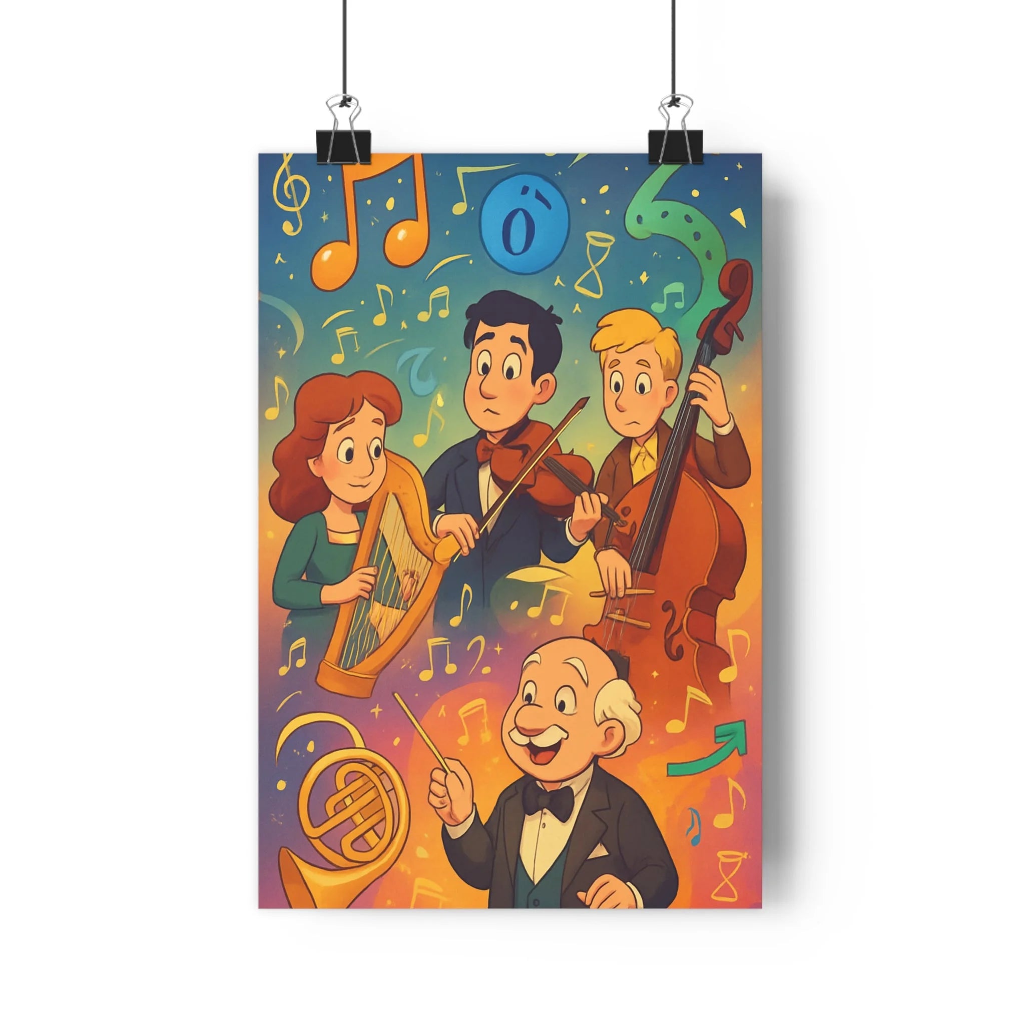 Poster décoratif coloré musical joyeux illustration conte salon chambre vibrant art mur qualité premium