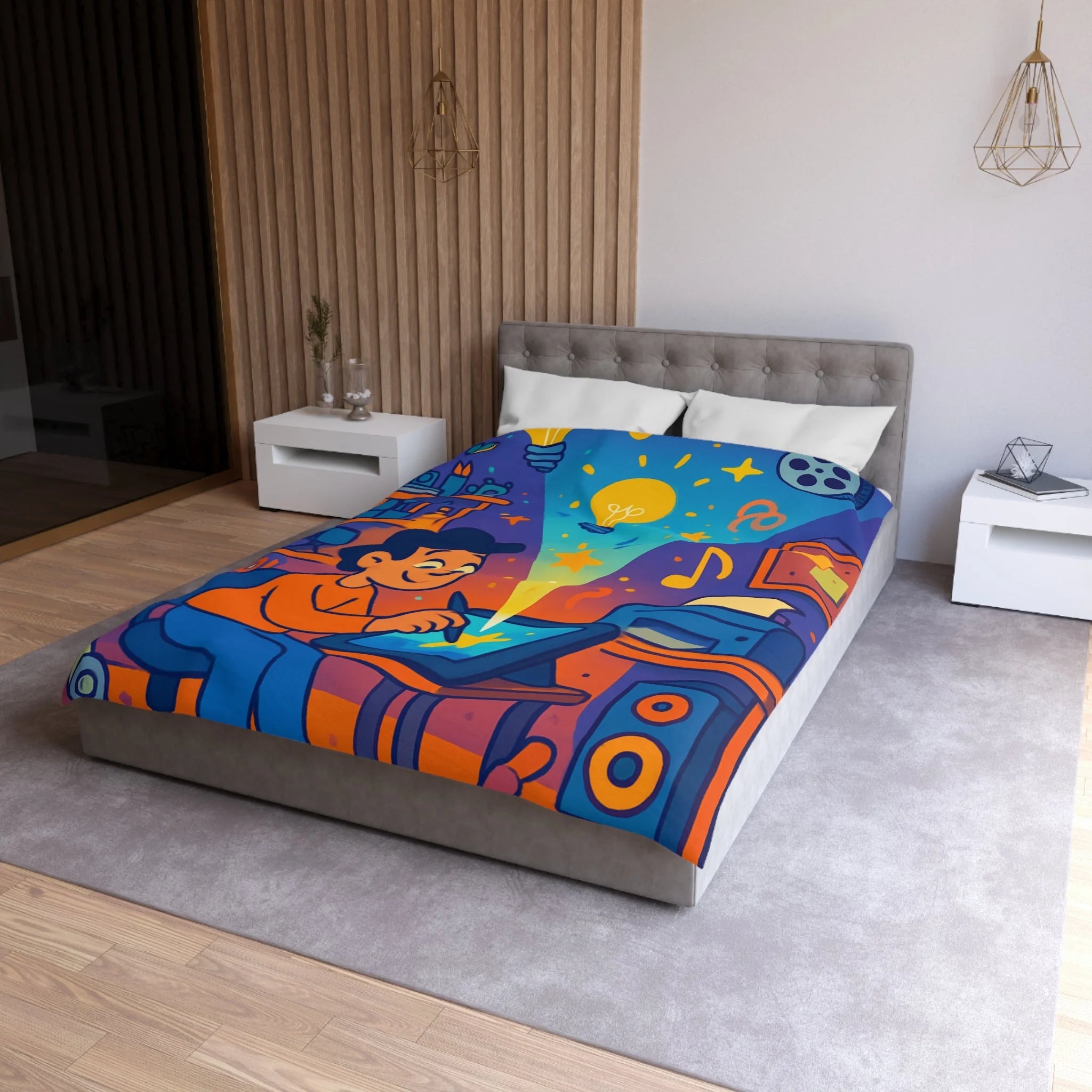 Housse de couette vibrante pour passionnés d'art numérique et créativité éclatante