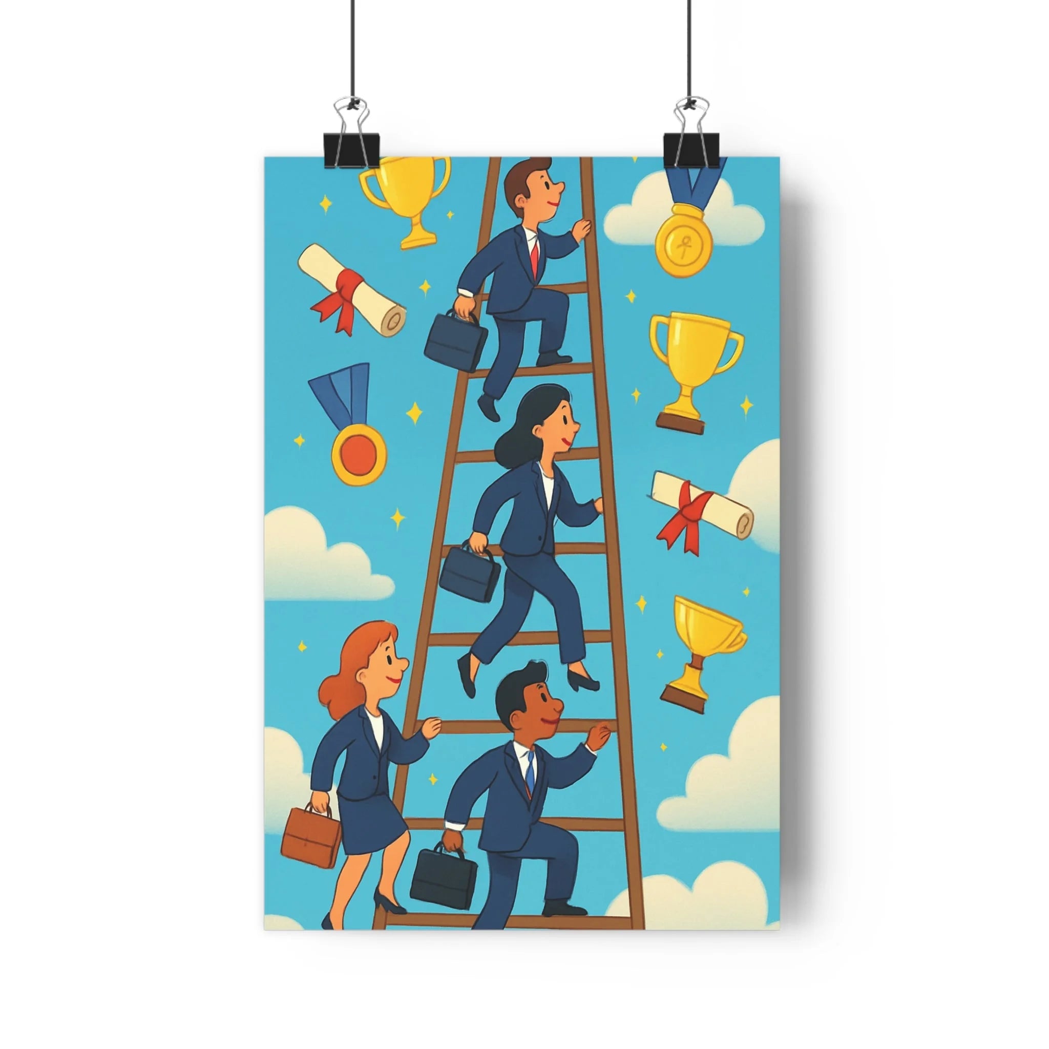 Poster décoratif bureau succès motivation bleu ciel moderne optimiste coloré inspirant espace travail 30x46