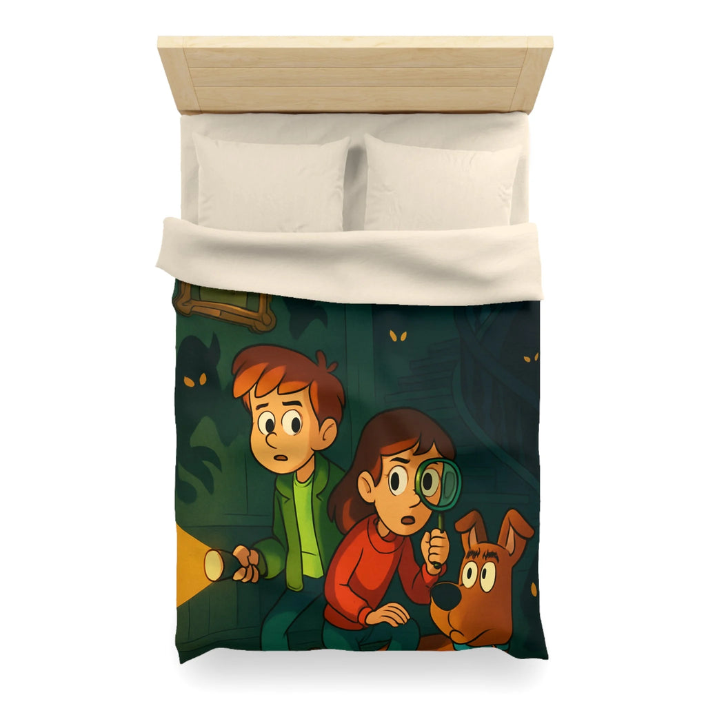 Housse de Couette Mystère Enfantine avec Chien Détective et Enfants Explorateurs