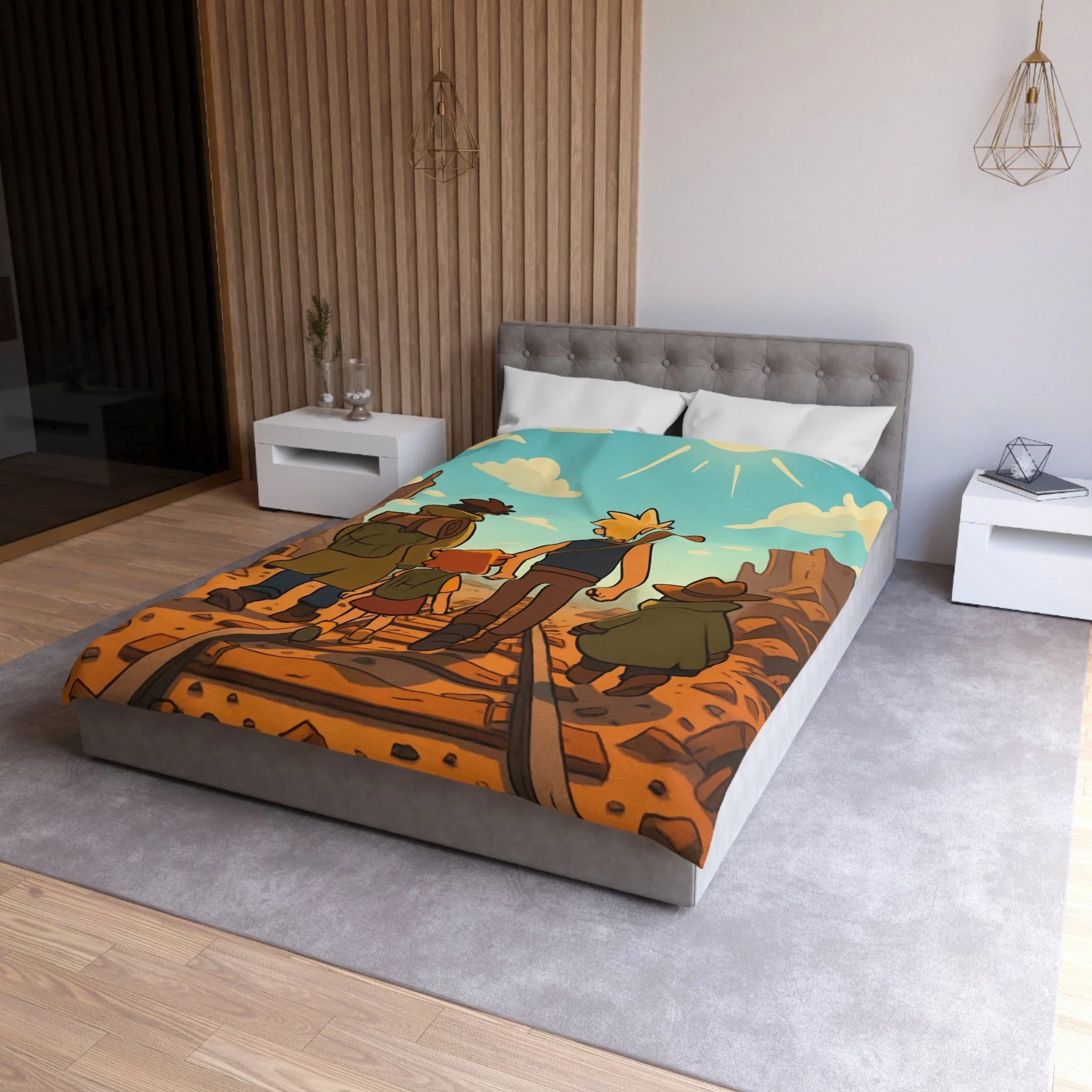 Housse de Couette Microfibre Illustration Unique Design Moderne Décoration Intérieure Raffinée