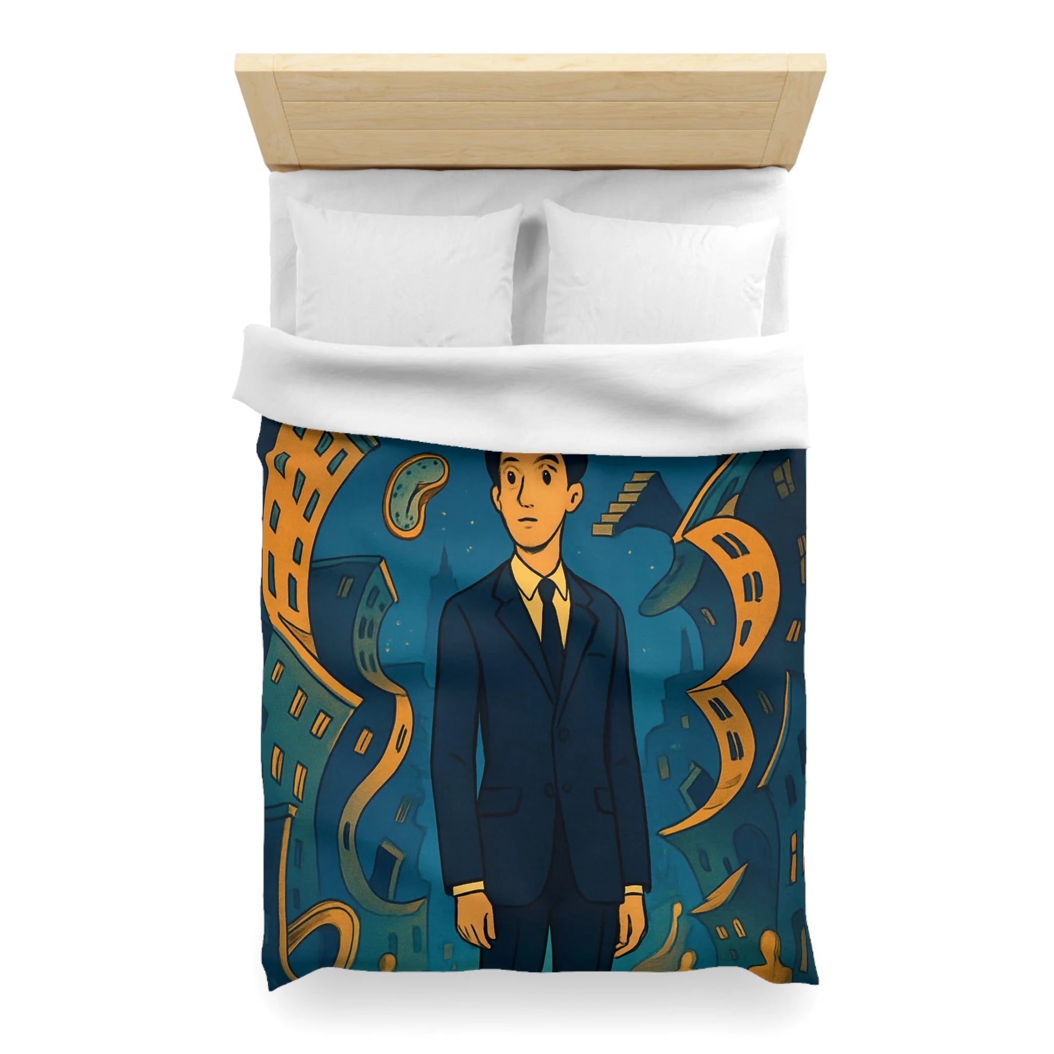 Housse de Couette Microfibre Motif Créatif Original Style Contemporain Chambre Élégante