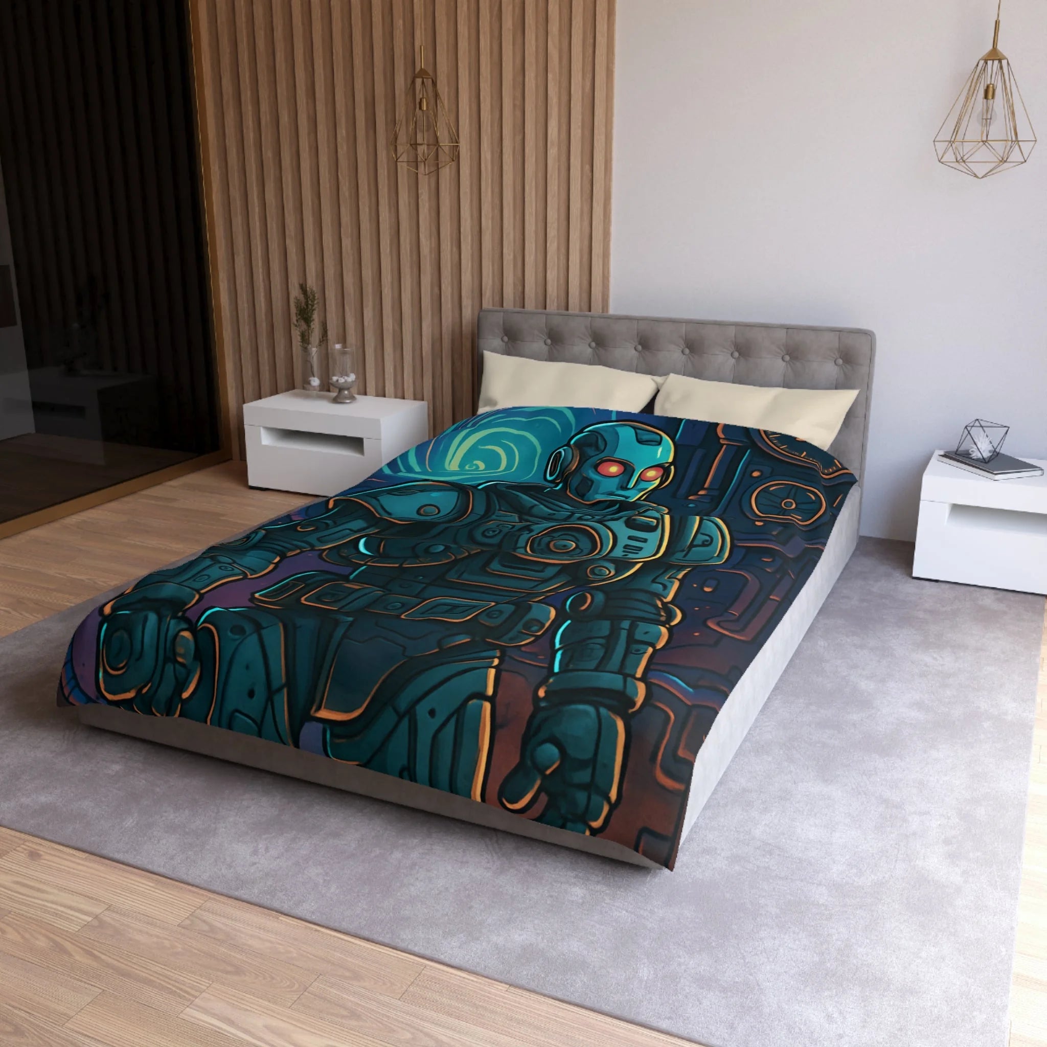 Housse de Couette Microfibre Illustration Unique Design Moderne Décoration Intérieure Raffinée