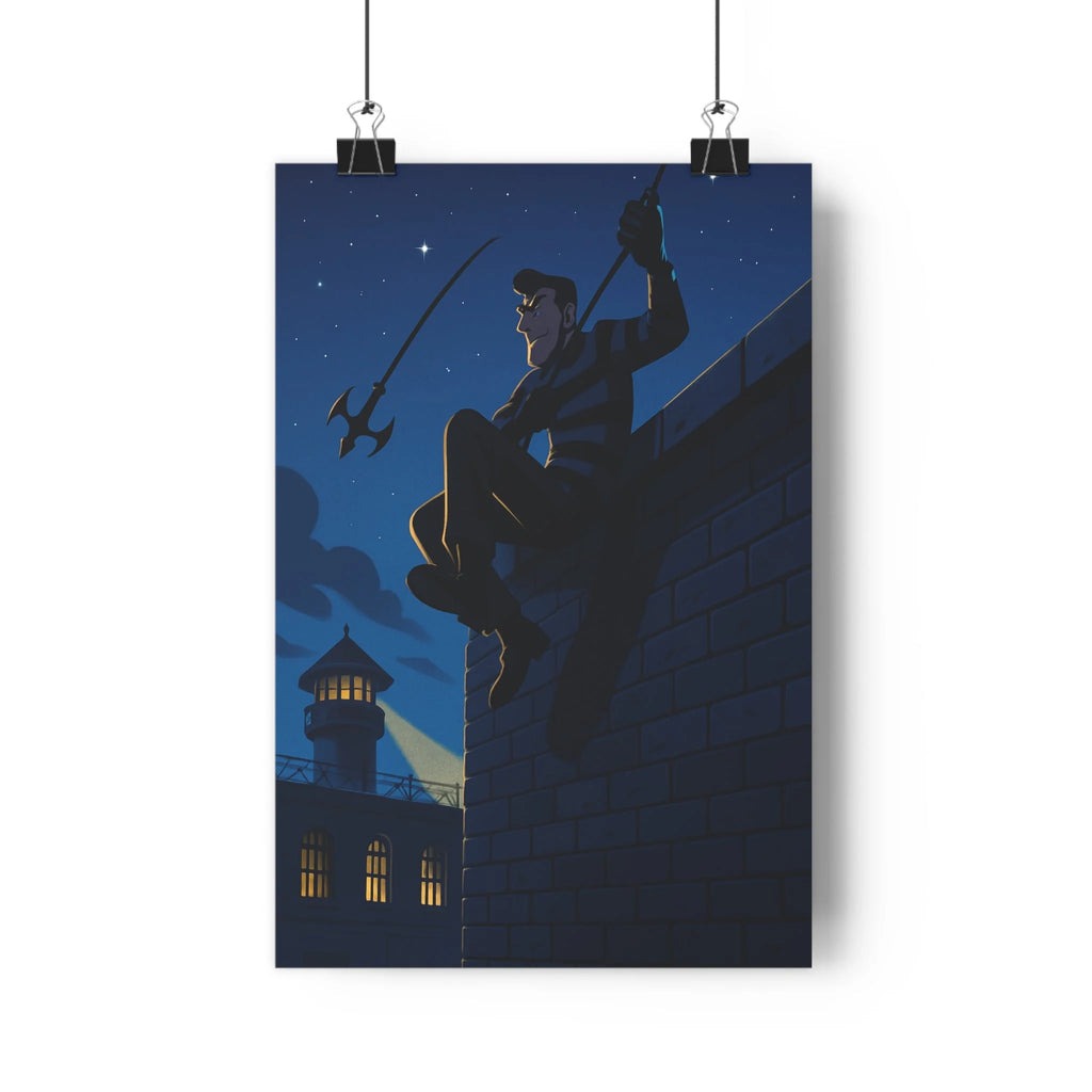 Poster décoratif cartoon dramatique noir blanc chambre bureau évasion prison aventure intense suspense créativité