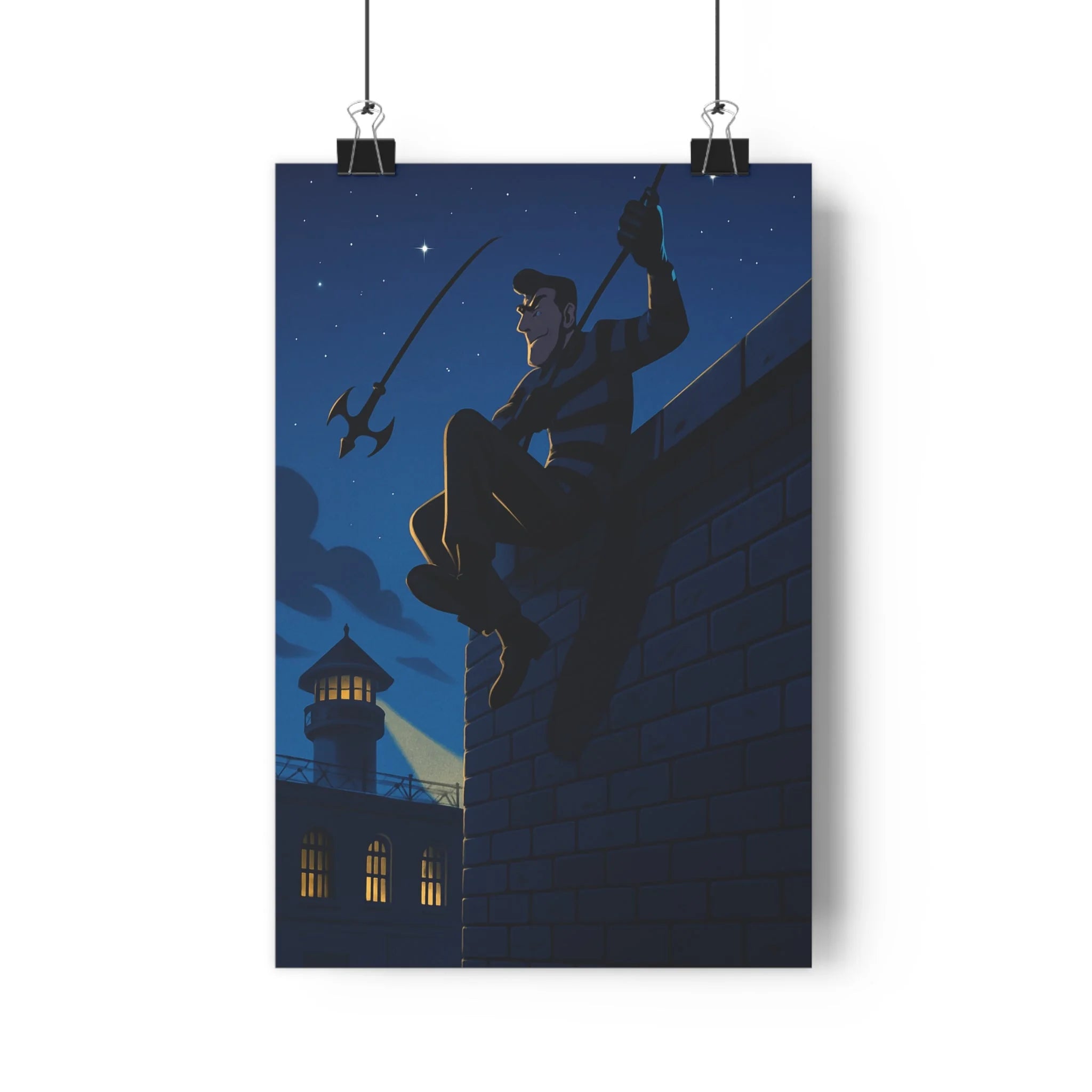 Poster décoratif cartoon dramatique noir blanc chambre bureau évasion prison aventure intense suspense créativité
