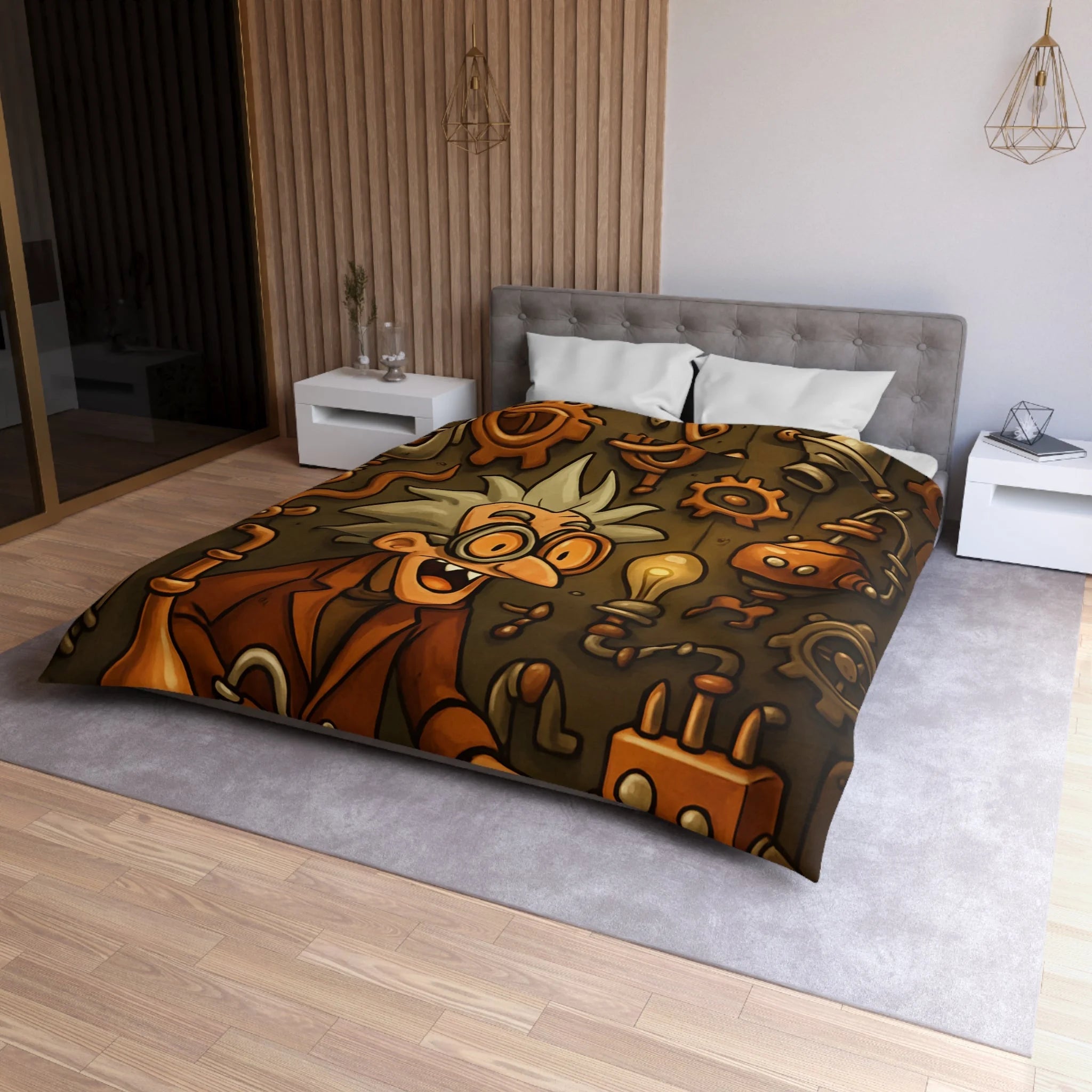 Housse de Couette Microfibre Motif Créatif Original Style Contemporain Chambre Élégante