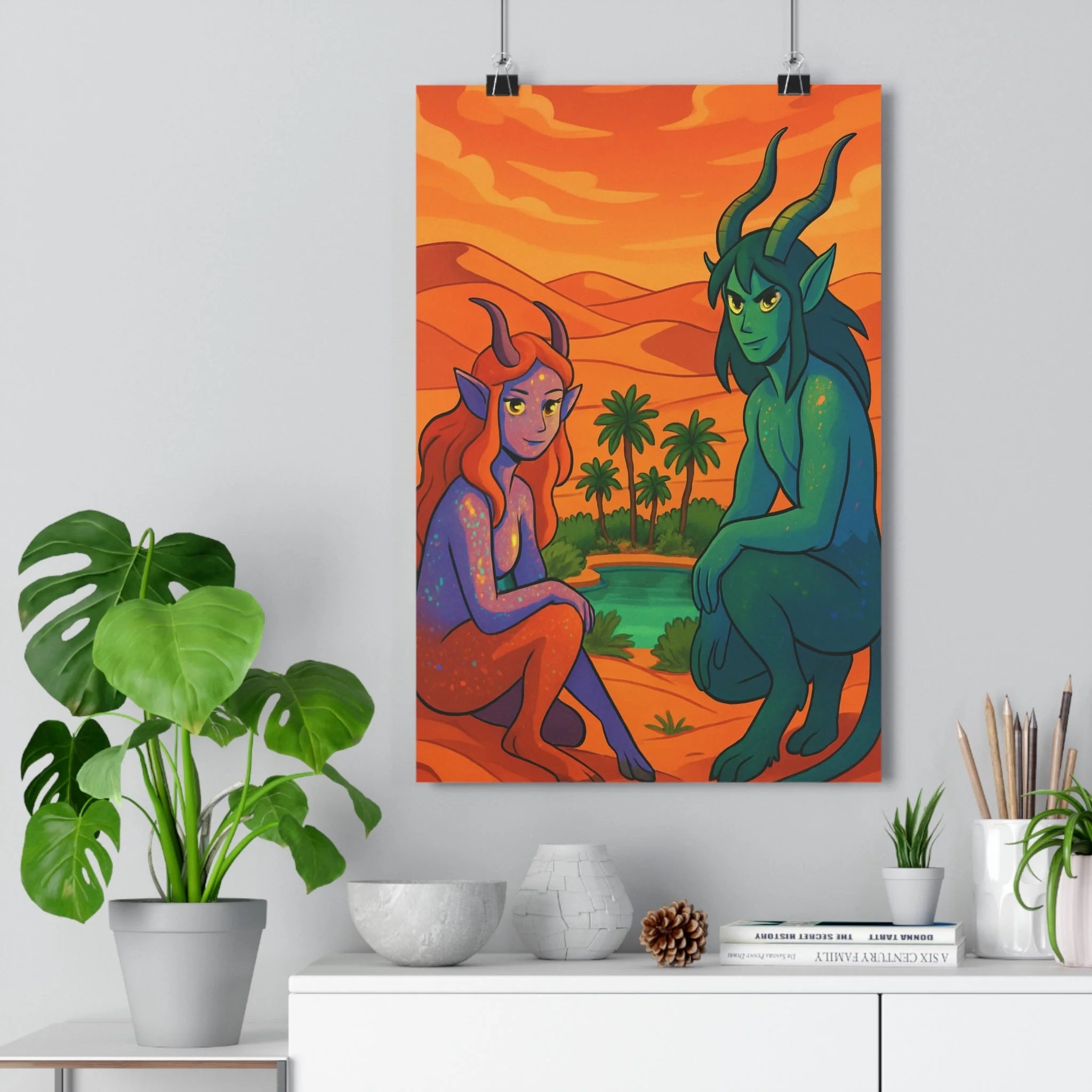 Poster décoratif fantastique cuivre turquoise cartoon onirique apaisant chambre salon intérieur 30x46 cm qualité