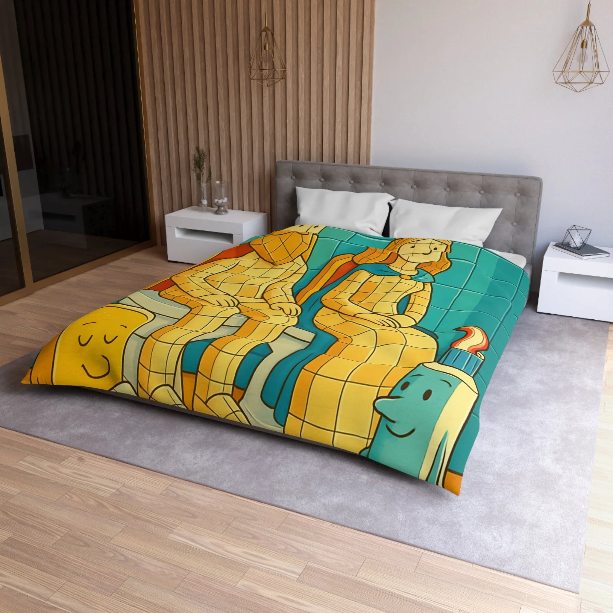 Housse de Couette Microfibre Design Artistique Moderne Décoration Chambre Confort Premium