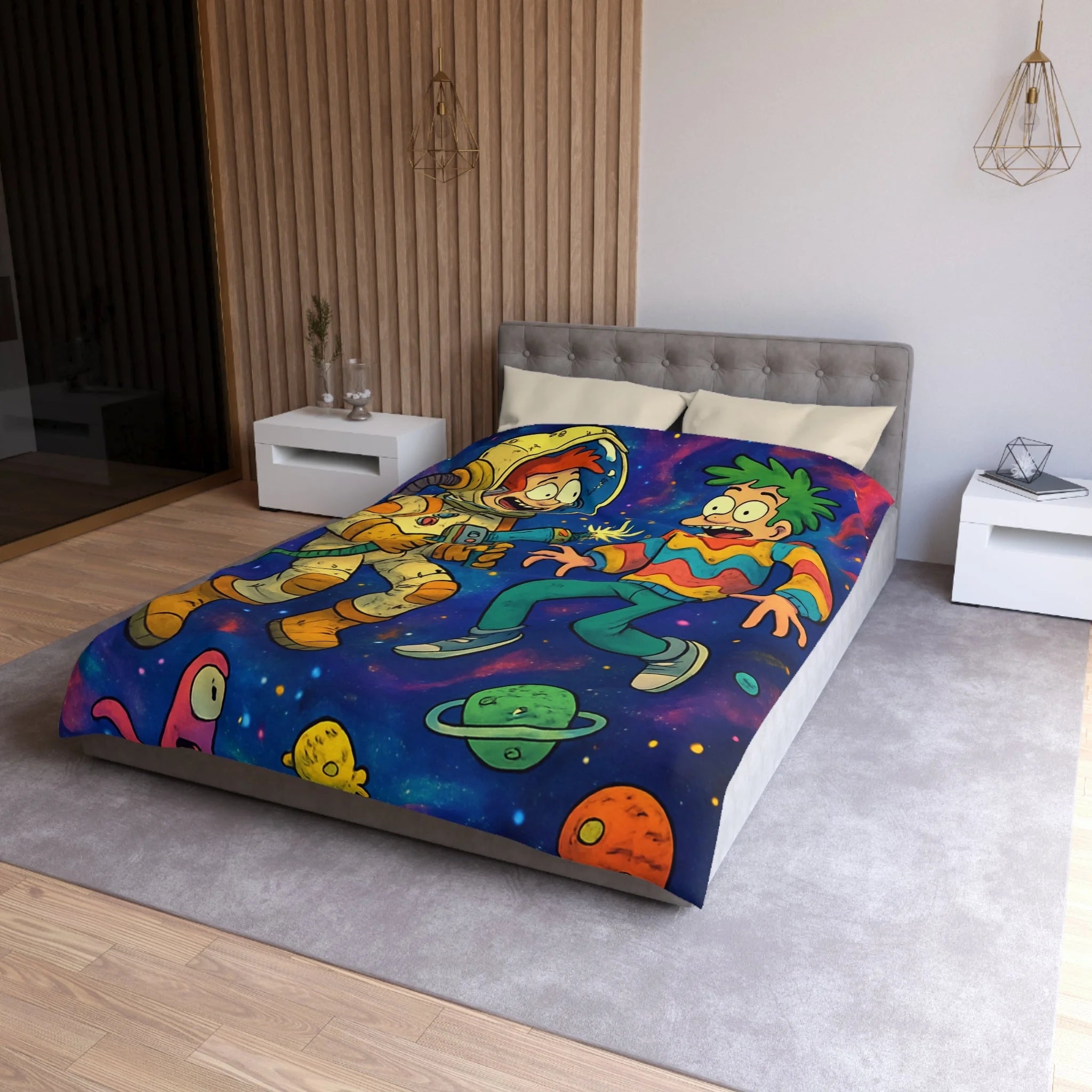 Housse de Couette Microfibre Design Artistique Moderne Décoration Chambre Confort Premium