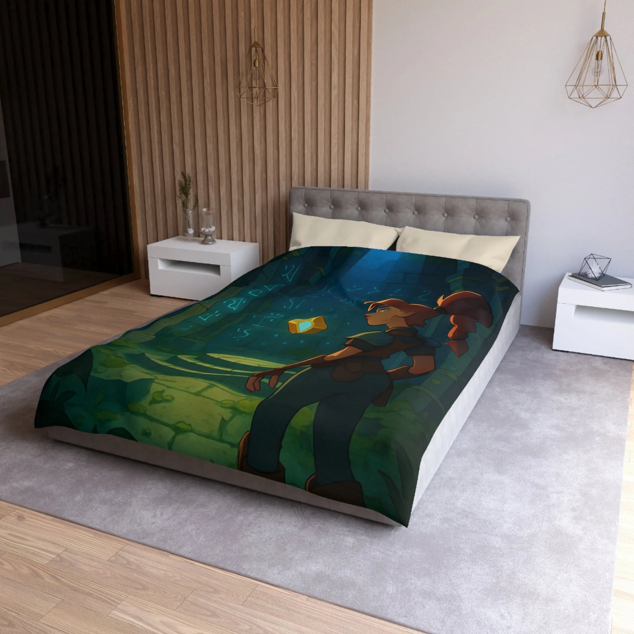 Housse de Couette Microfibre Design Artistique Moderne Décoration Chambre Confort Premium