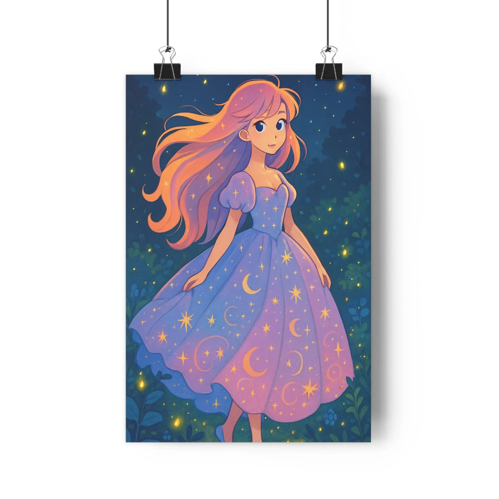 Poster décoratif anime fantaisie violet lumineux mystique chambre créatif magique étoiles rêveuse 30x46 cm
