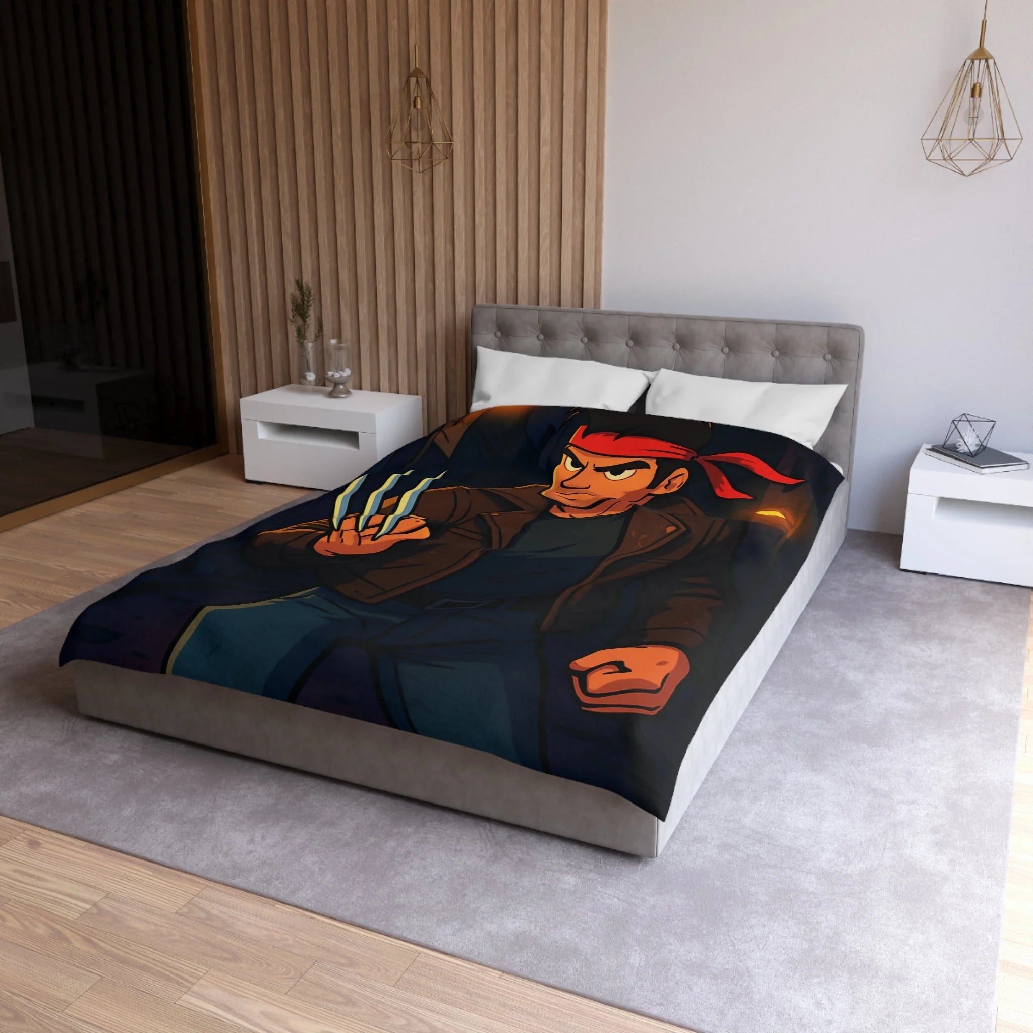 Housse de Couette Microfibre Illustration Unique Design Moderne Décoration Intérieure Raffinée