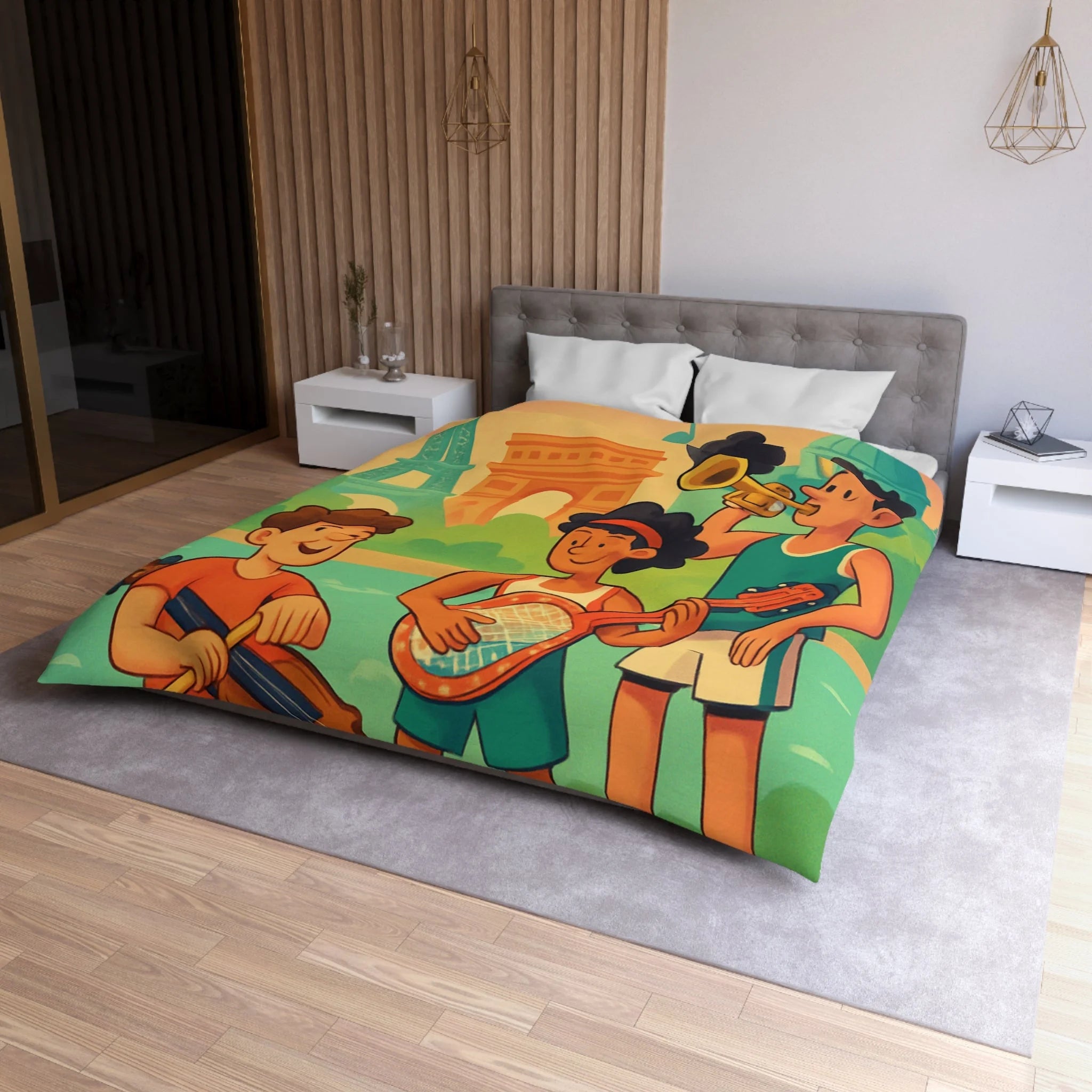 Housse de Couette Microfibre Illustration Unique Design Moderne Décoration Intérieure Raffinée