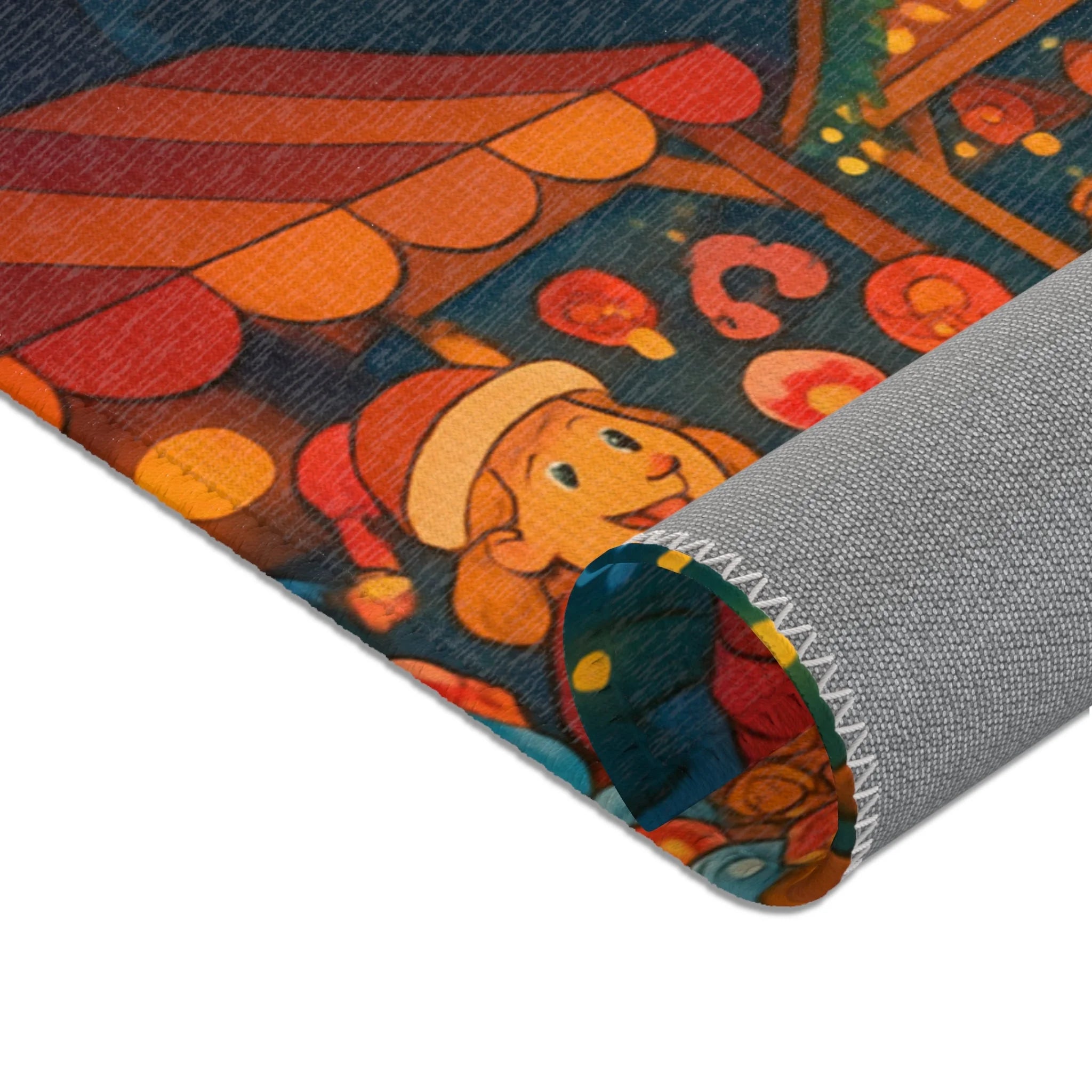 Tapis Illustratif de Noël : Scène de Marché Féerique pour Ambiance Féérique Unique