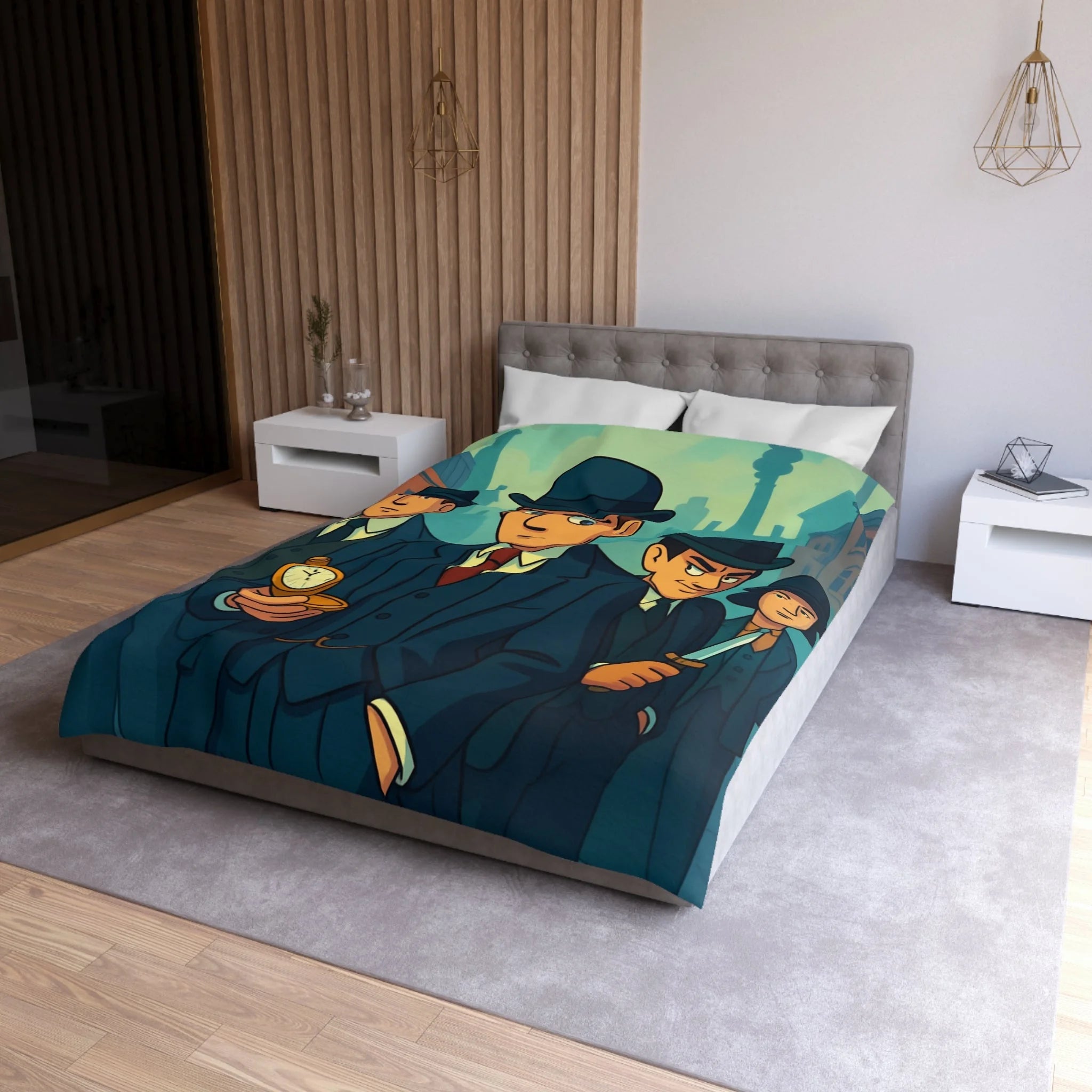 Housse de Couette Microfibre Design Artistique Moderne Décoration Chambre Confort Premium